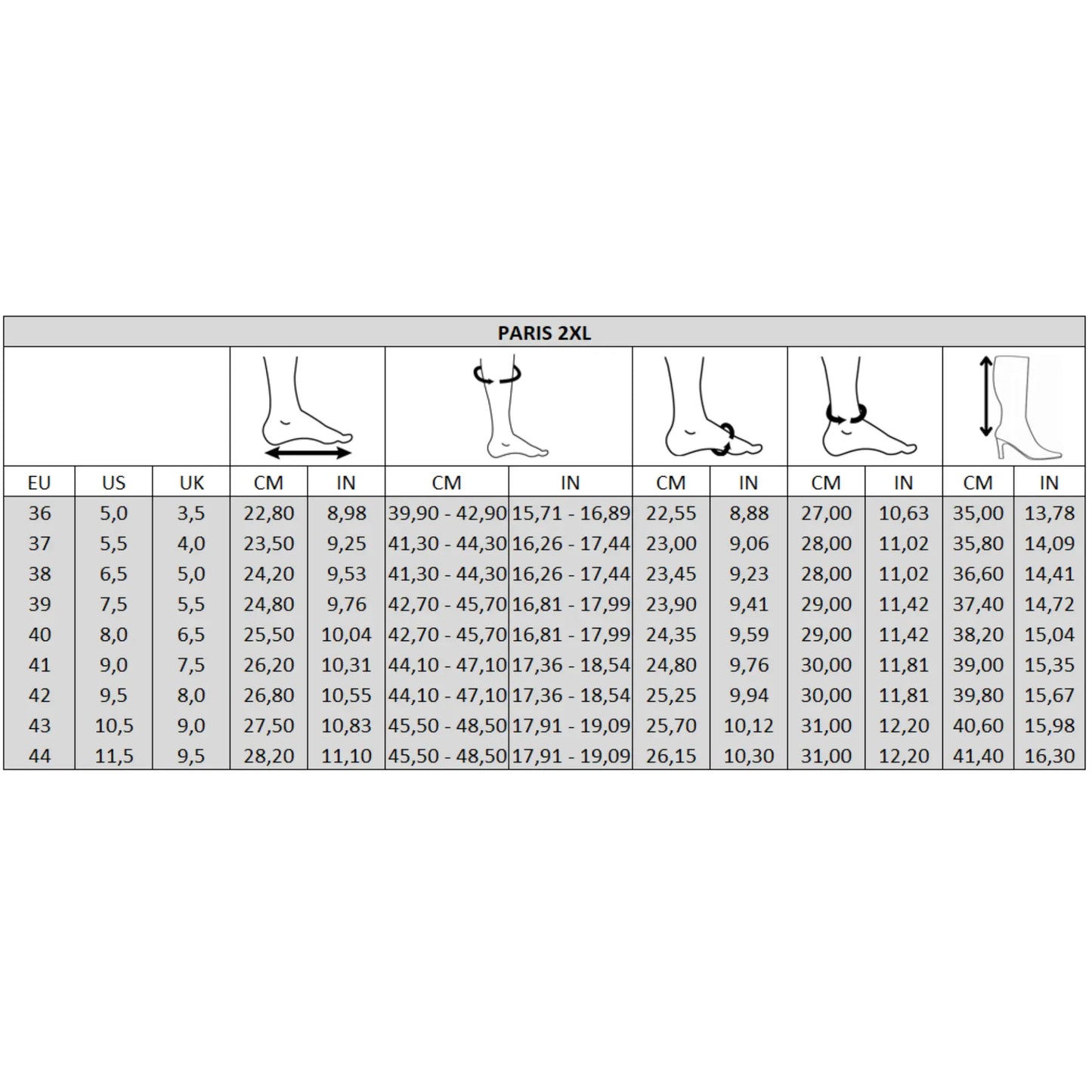 Bottes à mollet large 2XL - Modèle Paris
