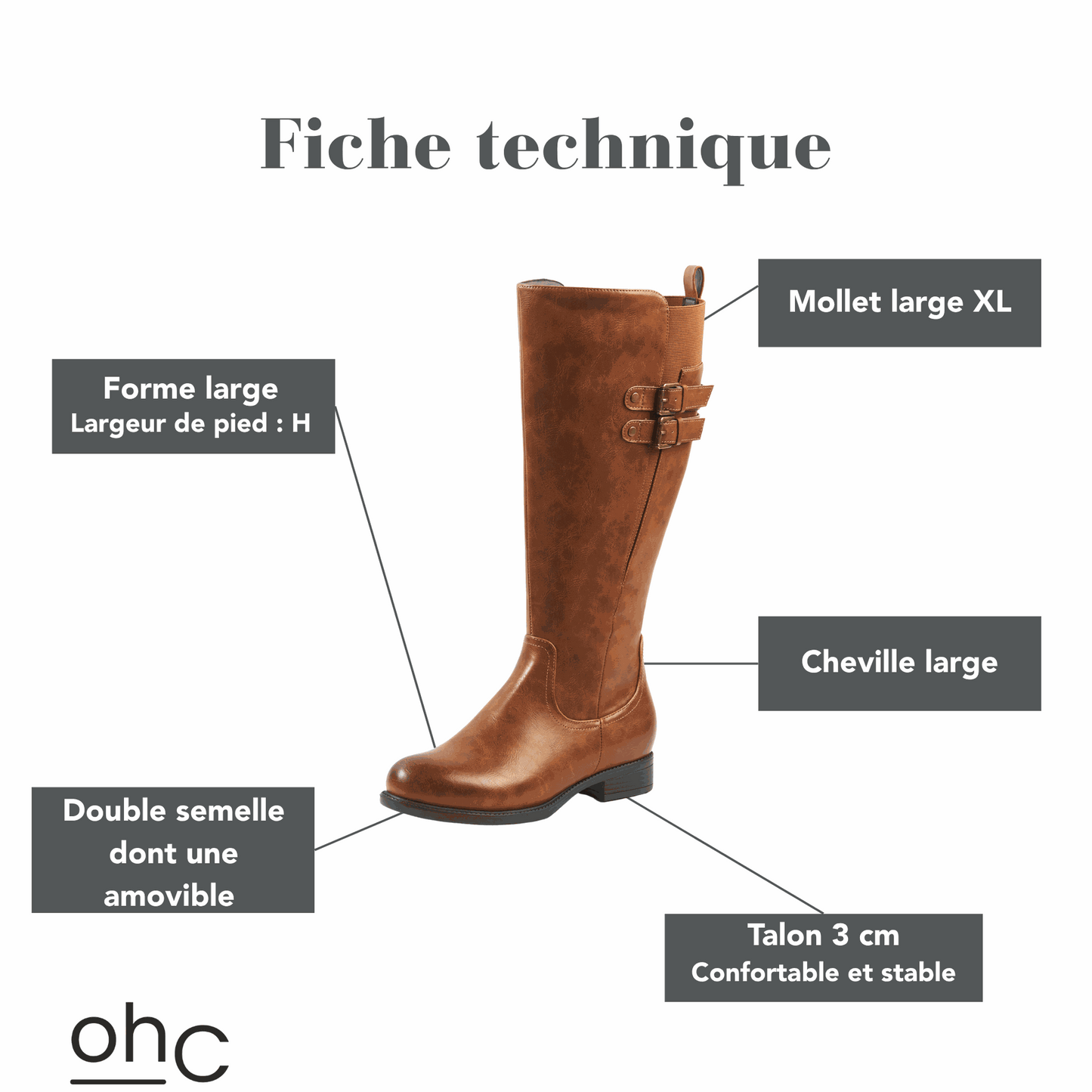 Bottes XL pour mollets larges - Modele Banana