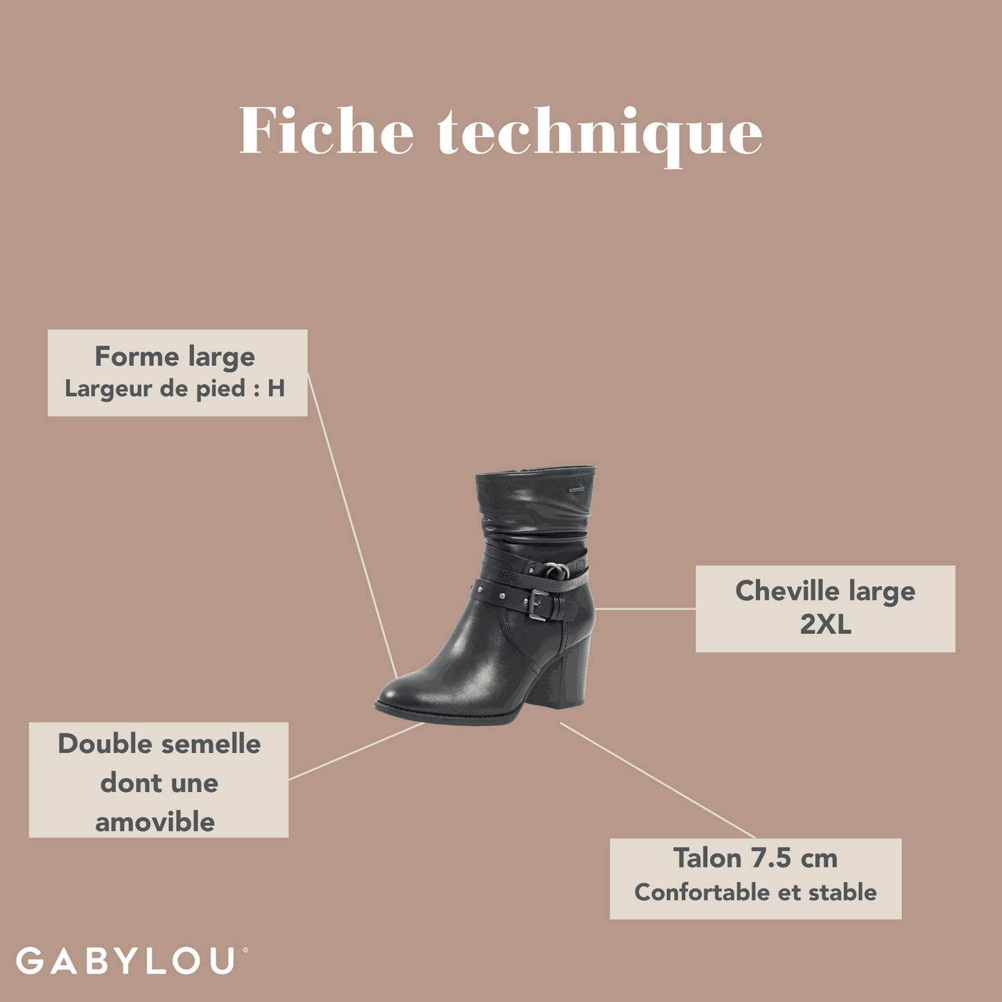 Bottes 2XL pour mollets larges - Modele Emma