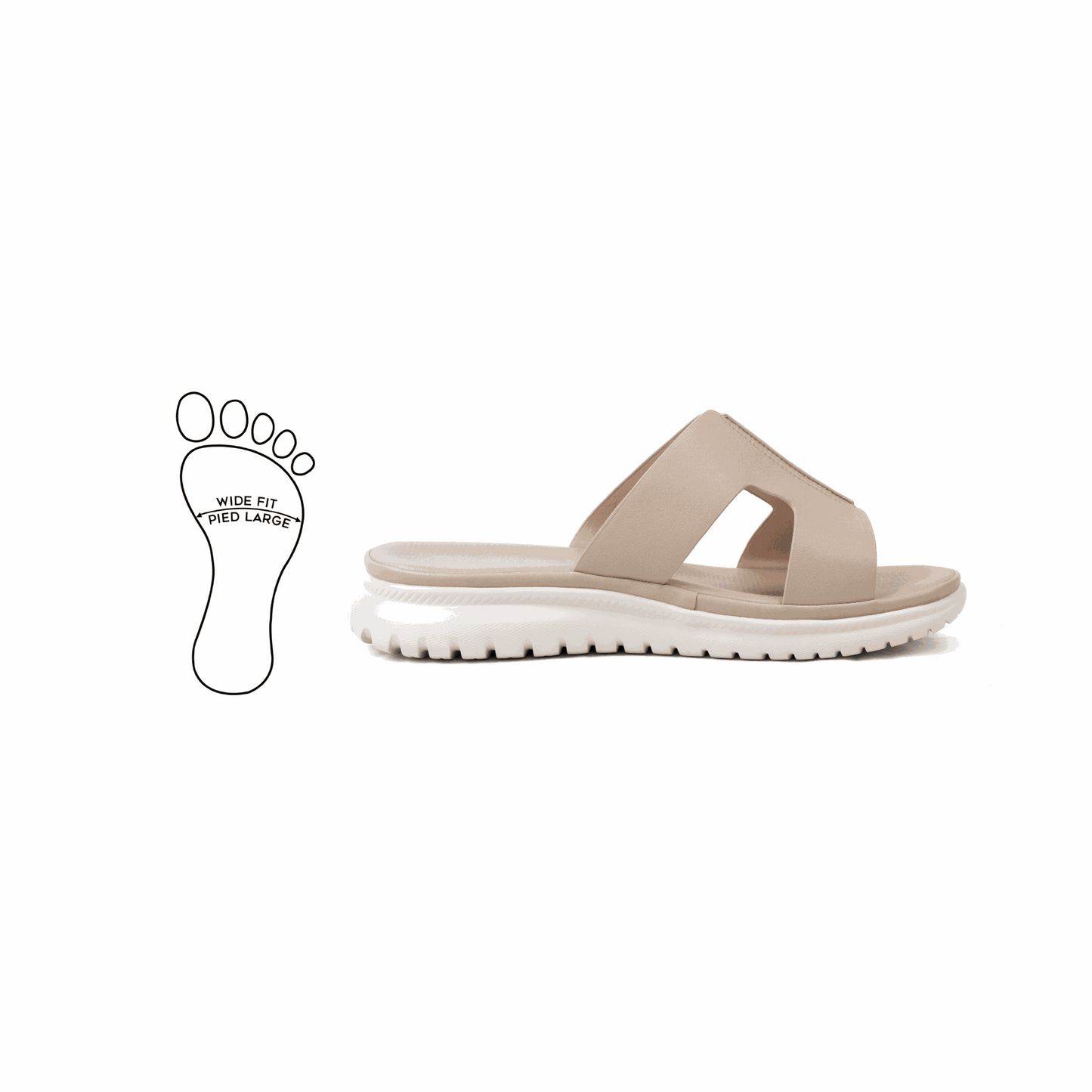 Mules pieds larges ajustables H - Modele Emy