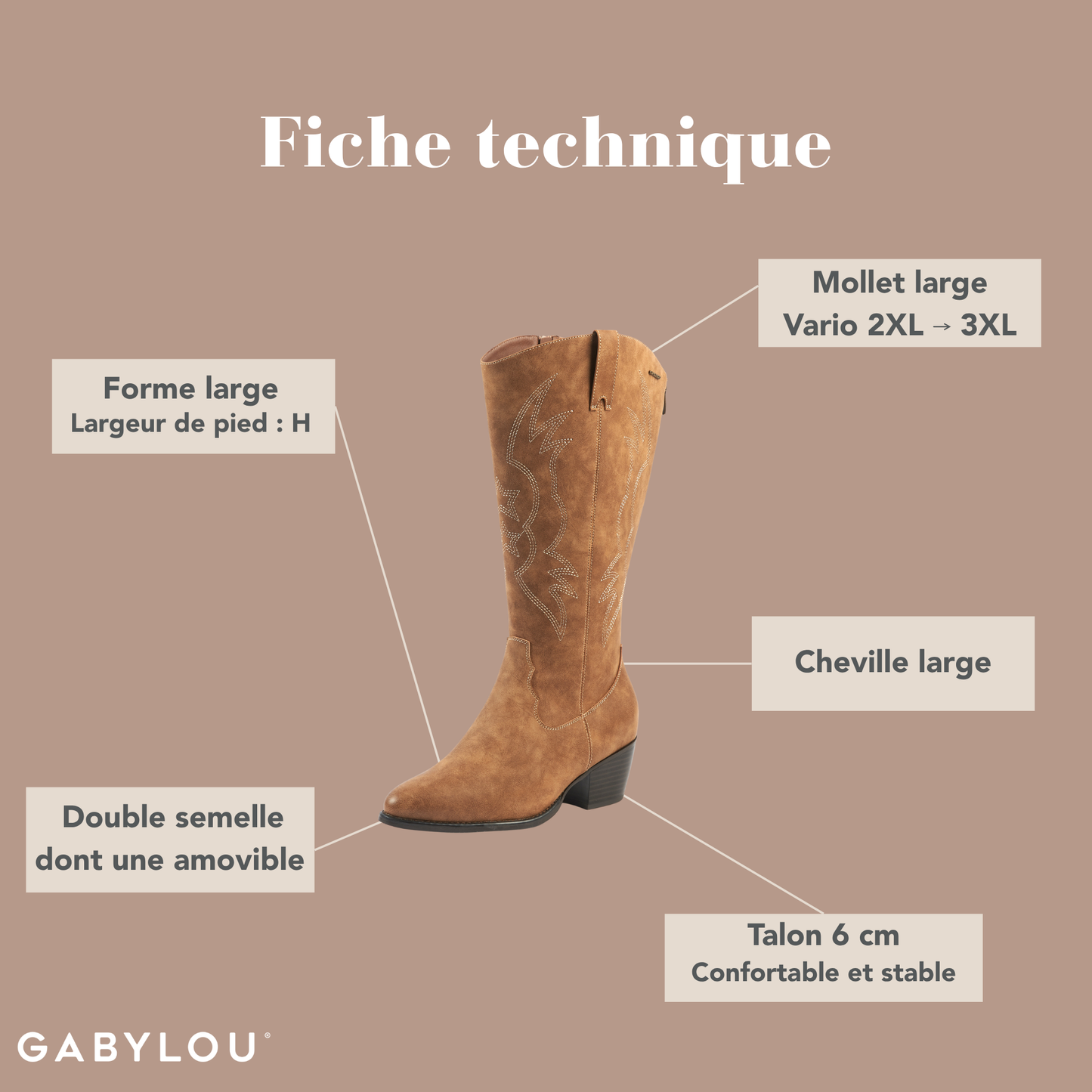 Bottes VARIO 2XL/3XL pour mollets larges - Modele Irina