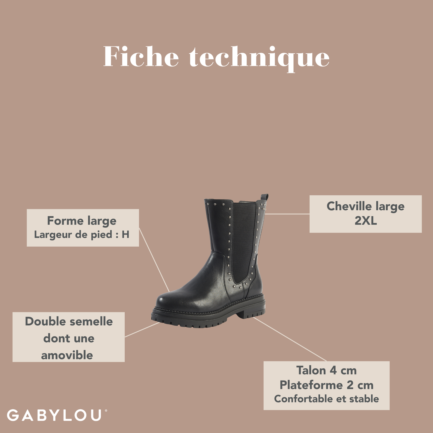 Bottillons 2XL pour chevilles larges - Modele Jade