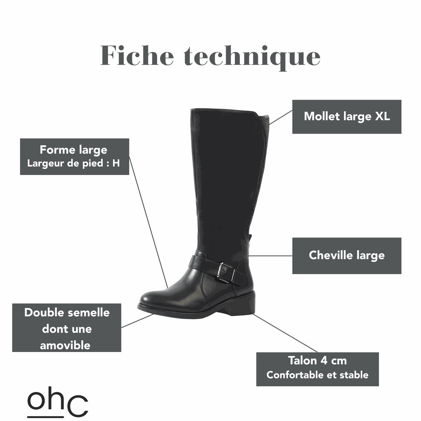Bottes XL pour mollets larges - Modele Kiwi