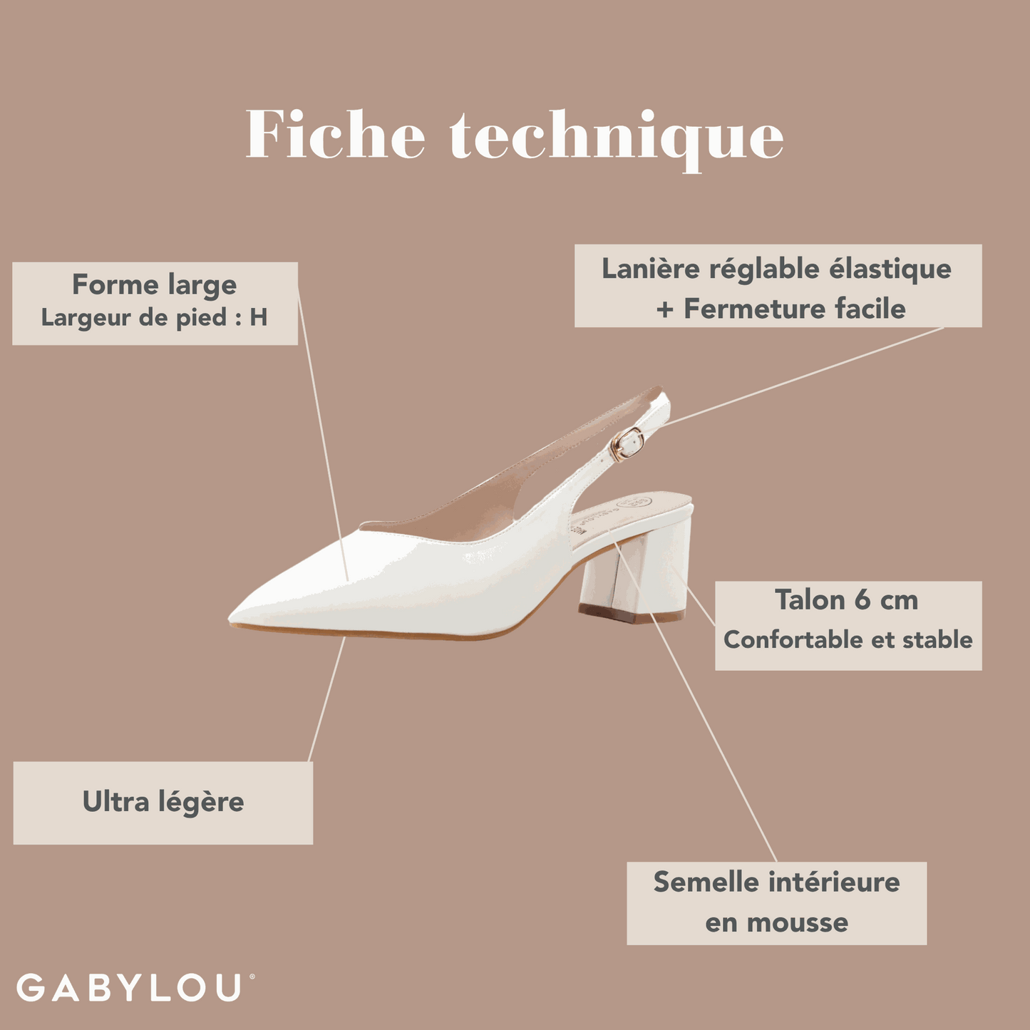 Sandales à talons pieds larges ajustables H - Modele Lea