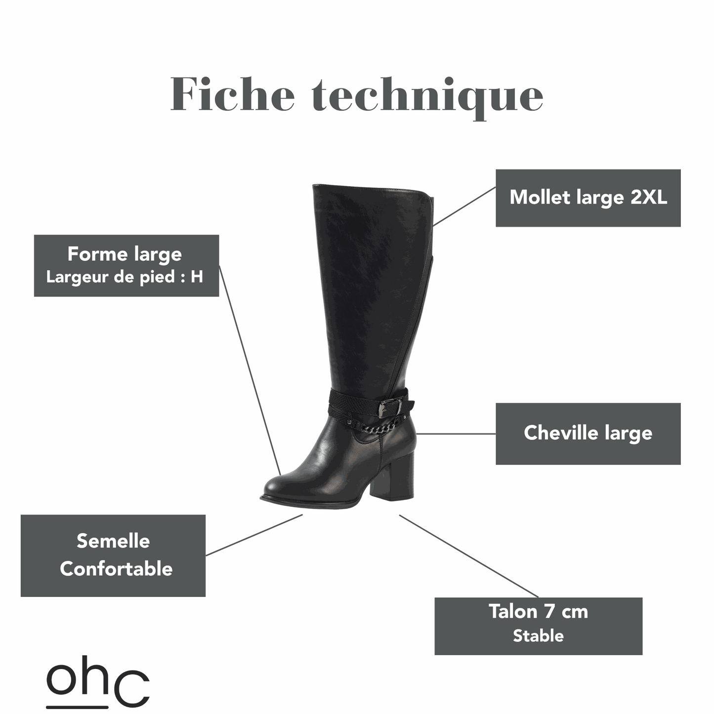 Bottes 2XL pour mollets larges - Modele Lemon