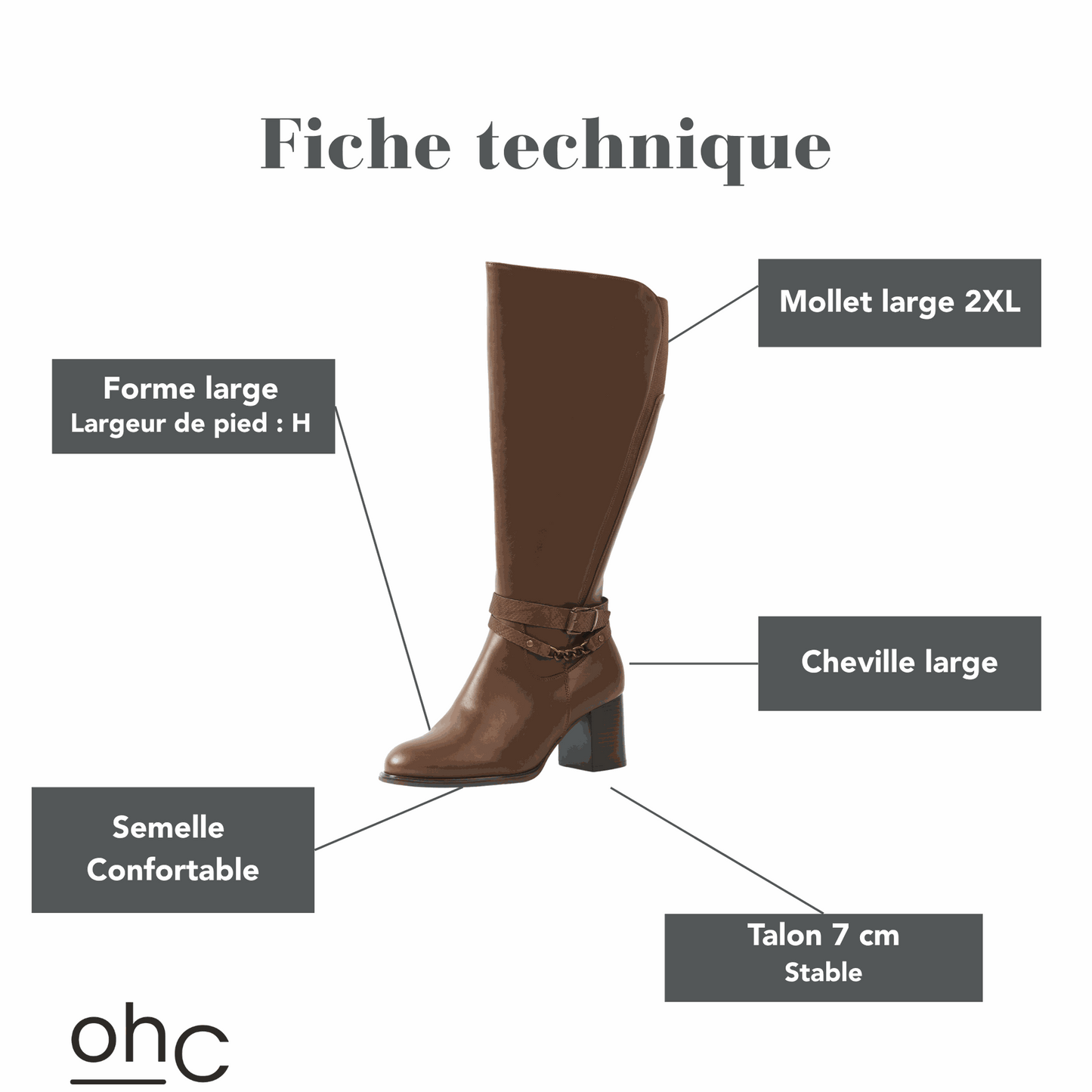 Bottes 2XL pour mollets larges - Modele Lemon