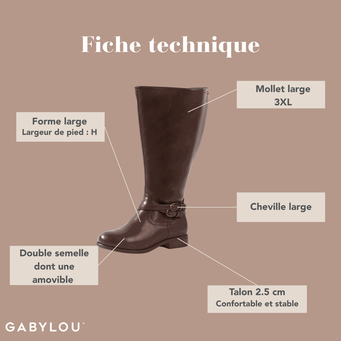 Bottes 3XL pour mollets larges - Modele Lise