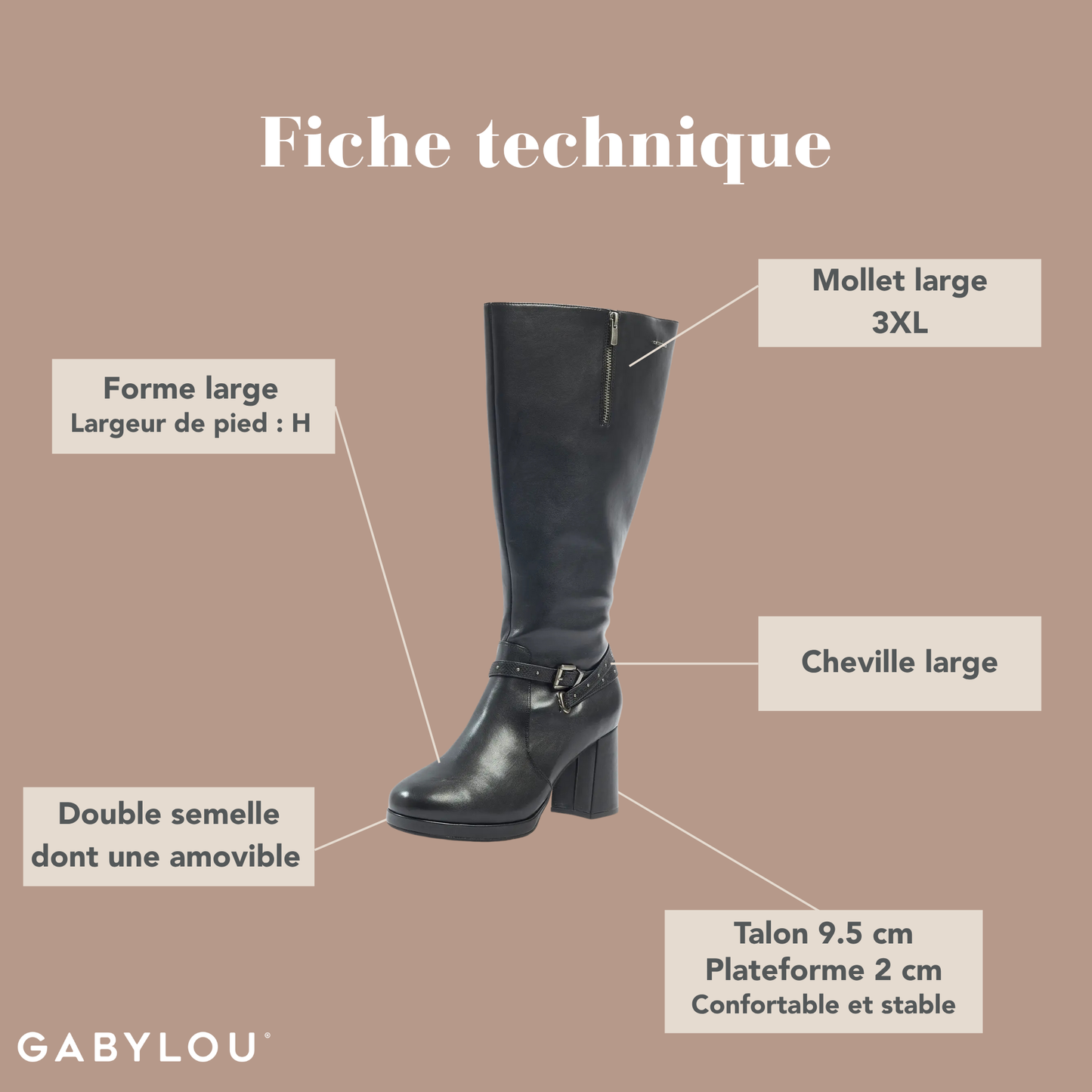 Bottes 3XL pour mollets larges - Modele Manon