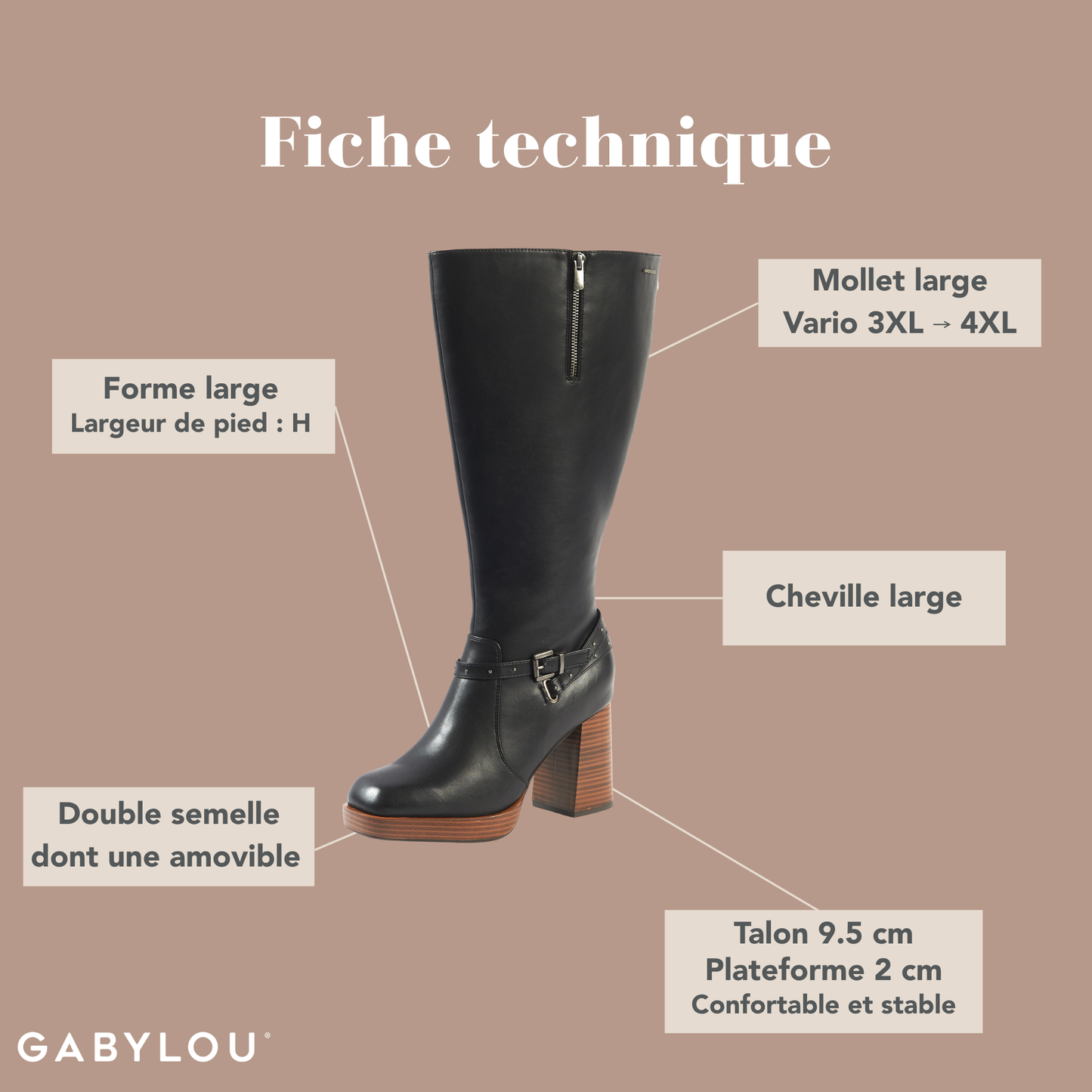 Bottes 3XL pour mollets larges - Modele Manon
