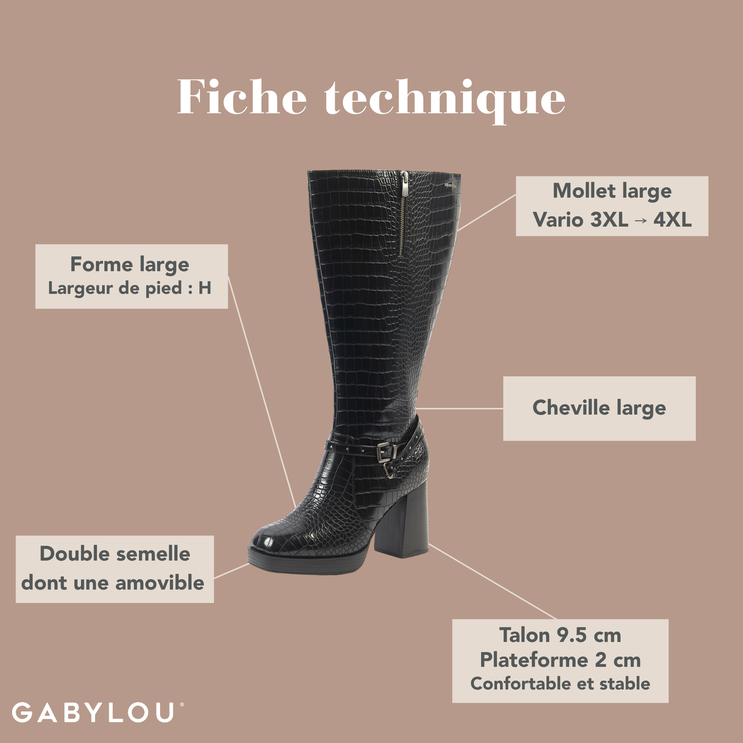 Bottes 3XL pour mollets larges - Modele Manon