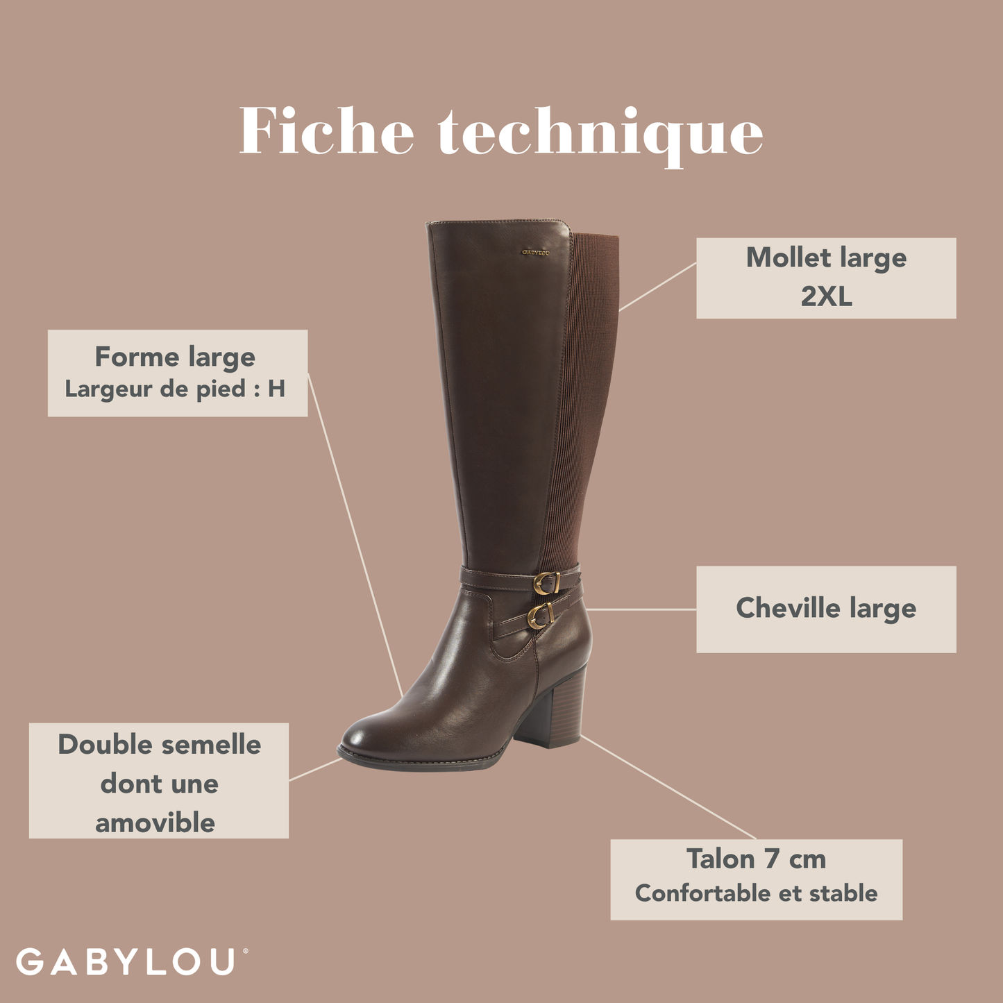 Bottes 2XL pour mollets larges - Modele Marta