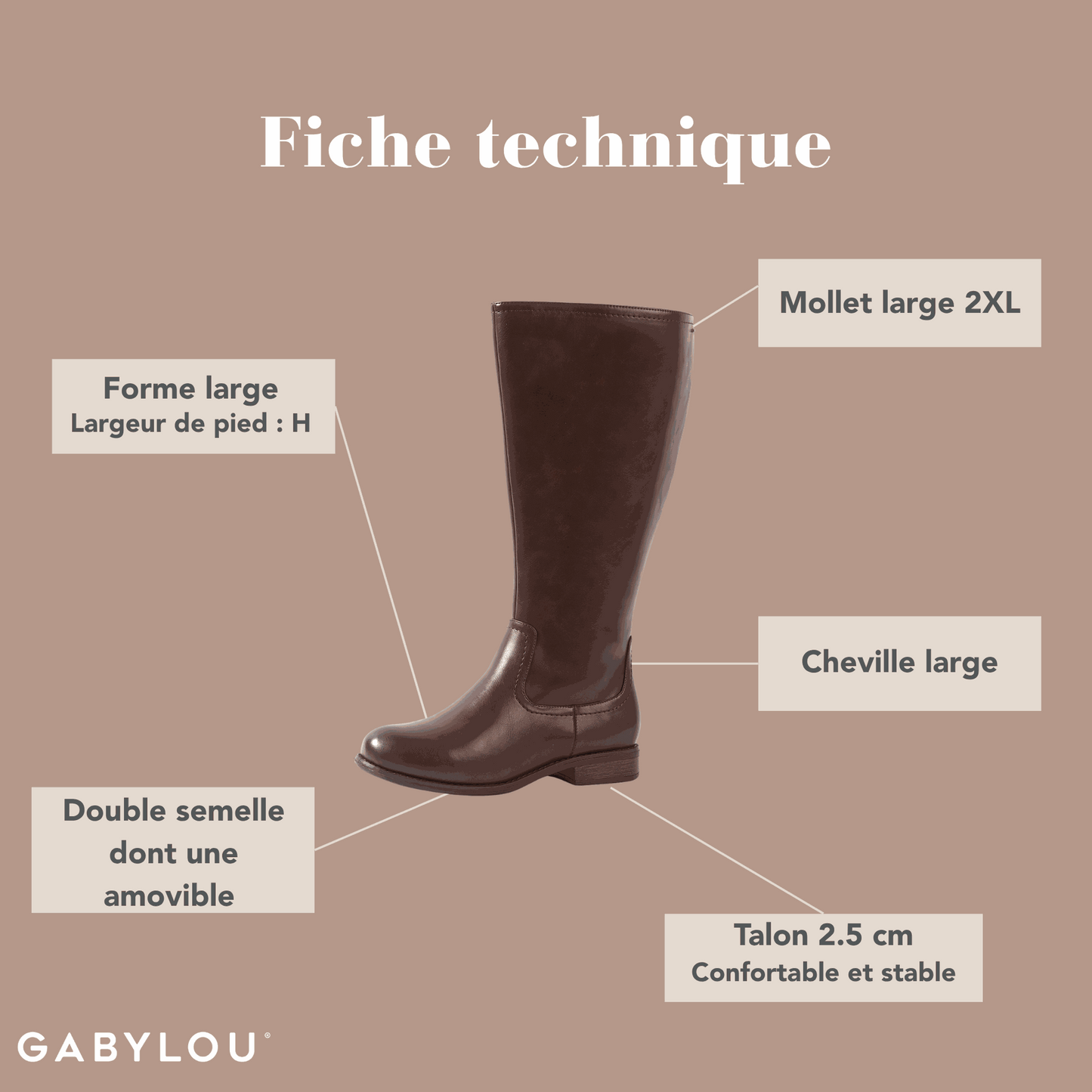 Stiefel 2XL für breite Waden - Modell Melania