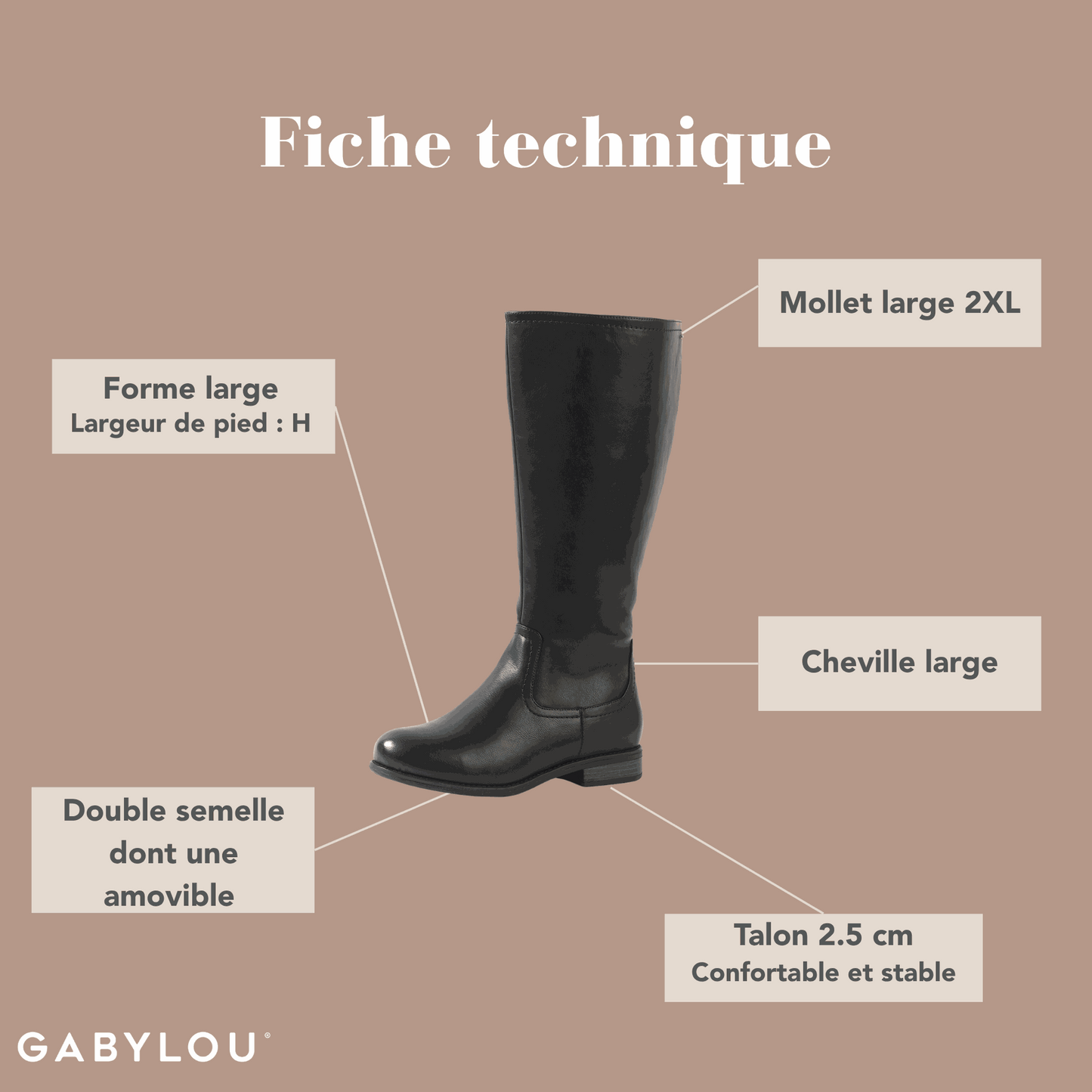 Stiefel 2XL für breite Waden - Modell Melania