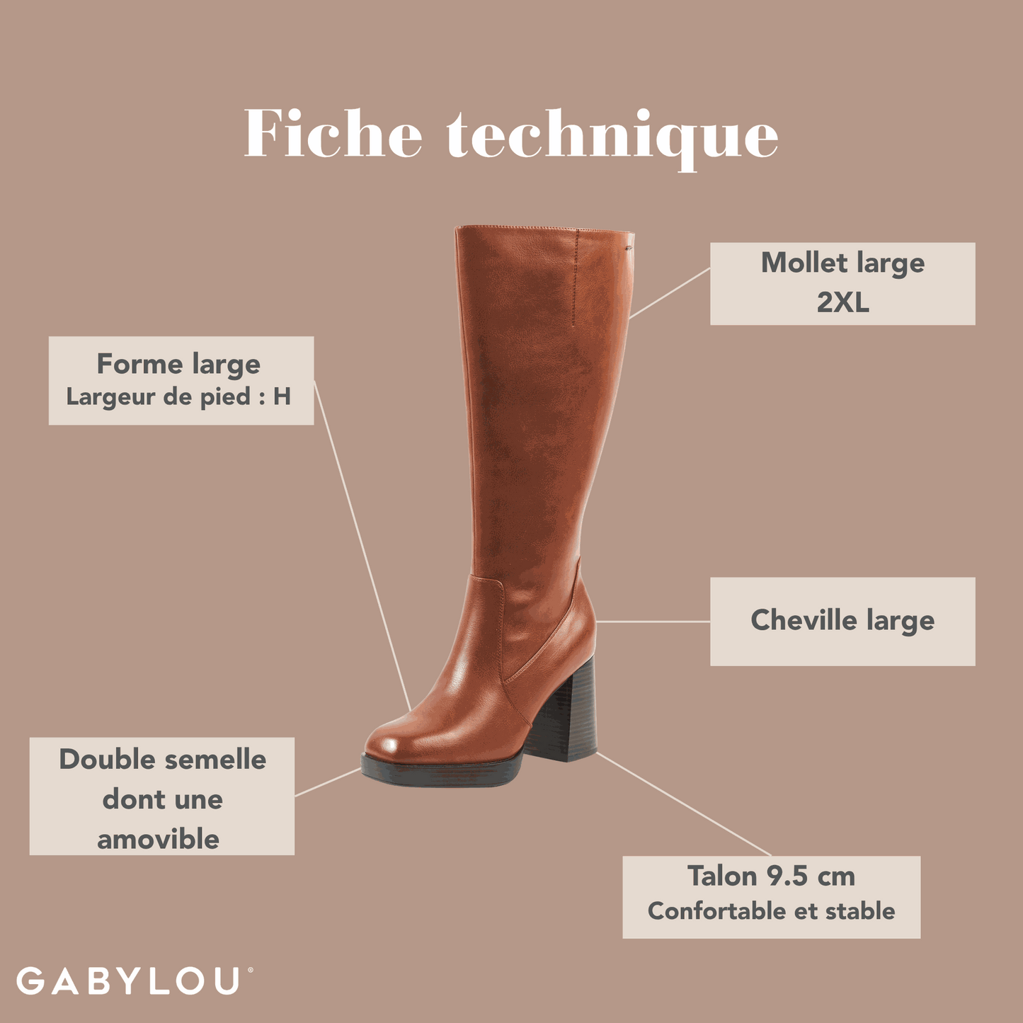 Bottes 2XL pour mollets larges - Modele Melissa