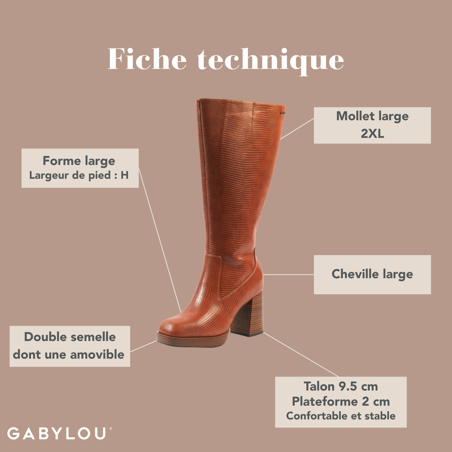 Bottes 2XL pour mollets larges - Modele Melissa