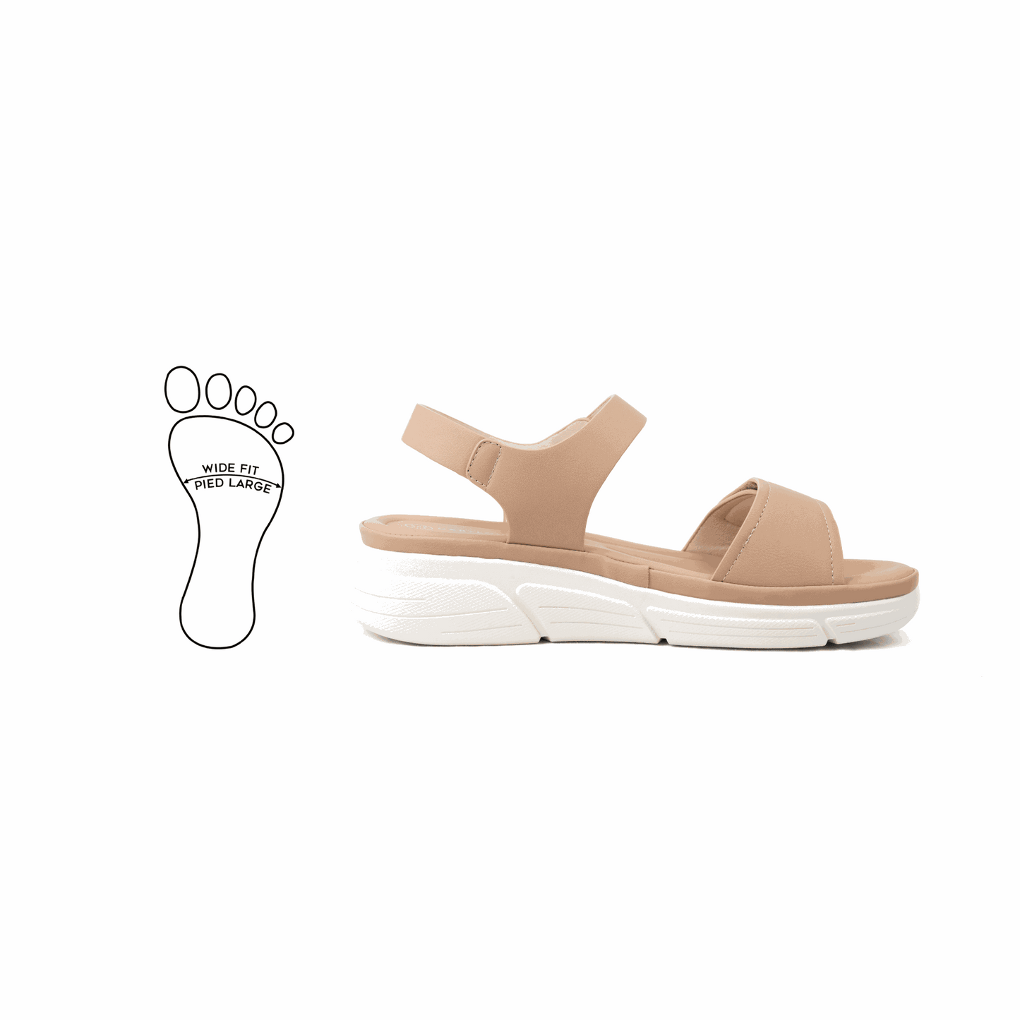 Sandales pieds larges ajustables H - Modele Mia