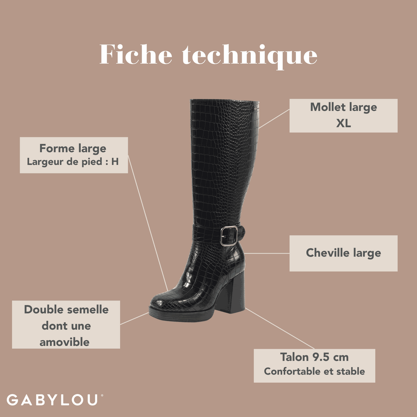 Botas XL para pantorrillas anchas - modelo Nina