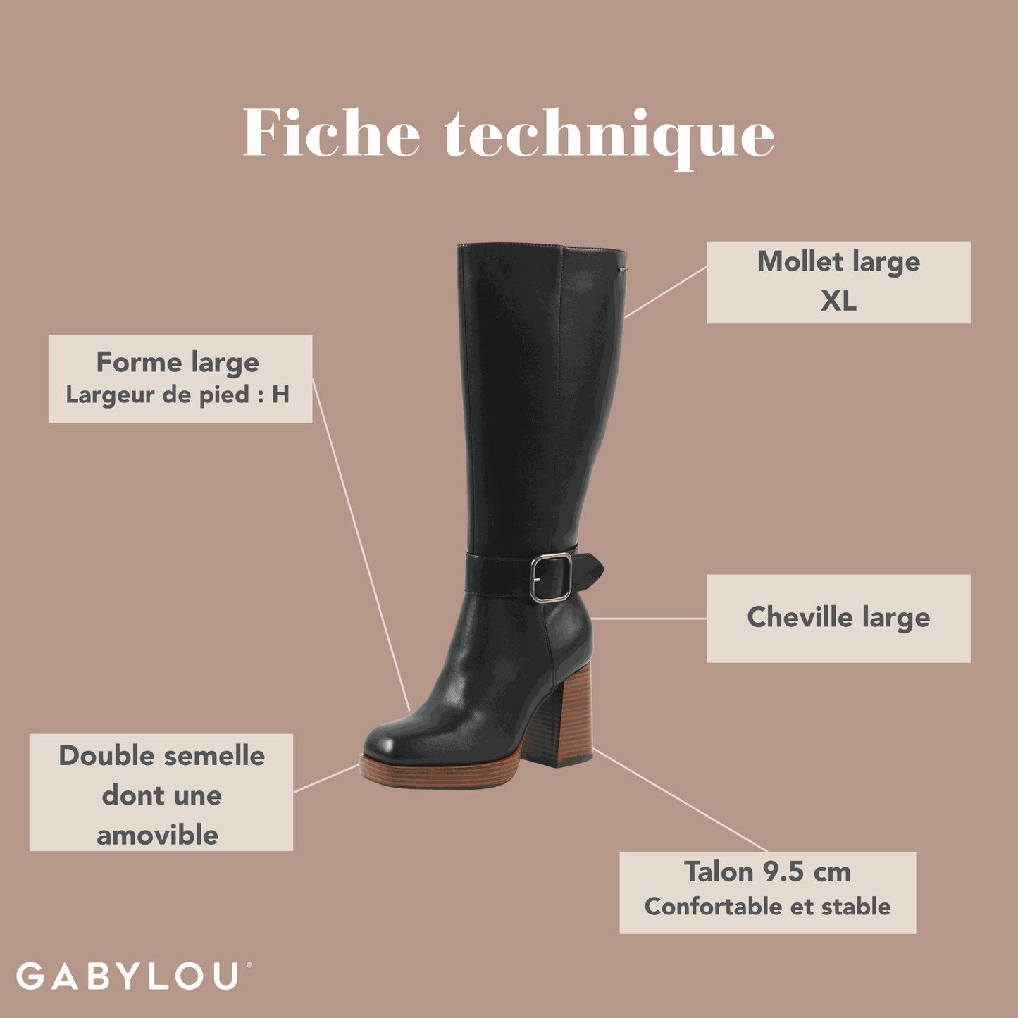 Botas XL para pantorrillas anchas - modelo Nina