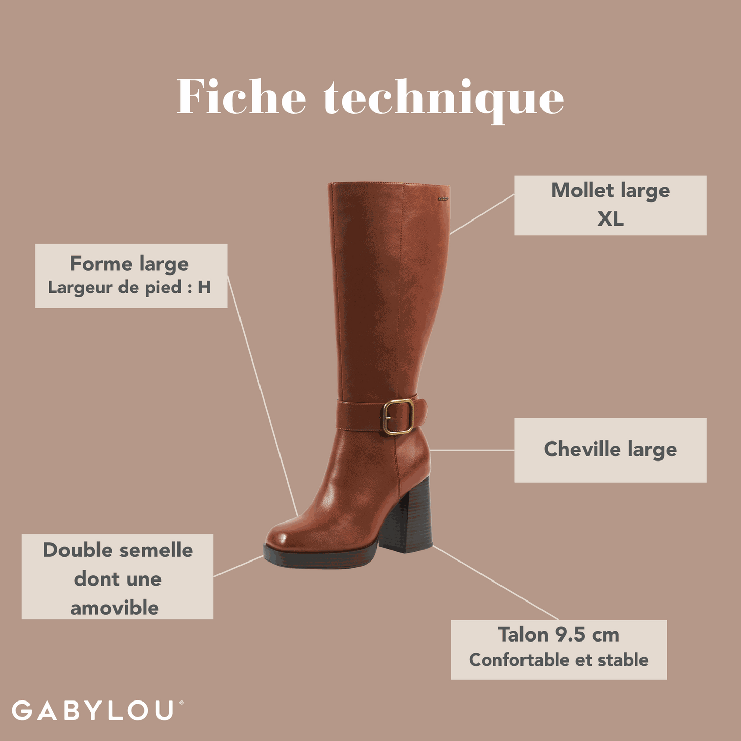 Botas XL para pantorrillas anchas - modelo Nina