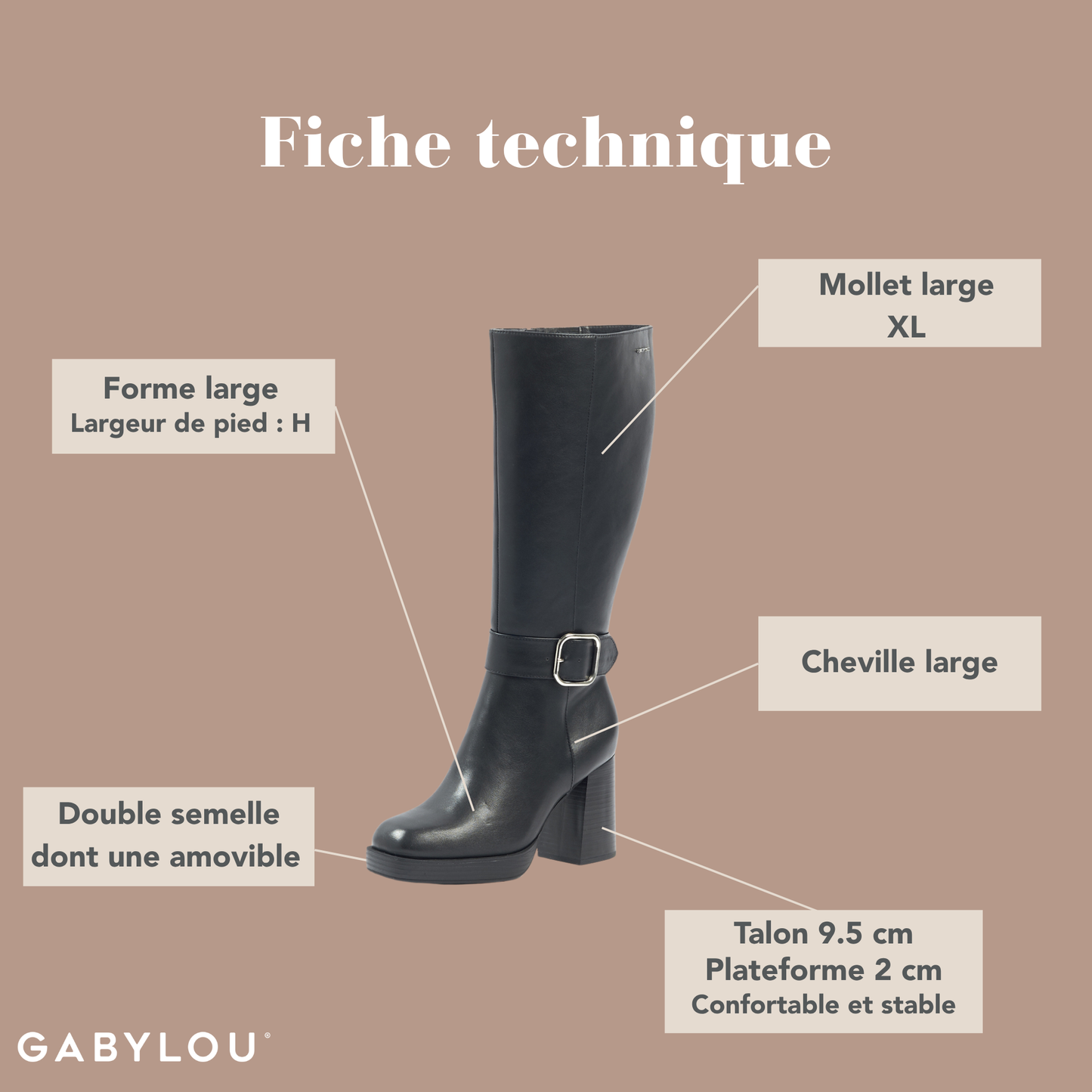 Bottes XL pour mollets larges - Modele Nina