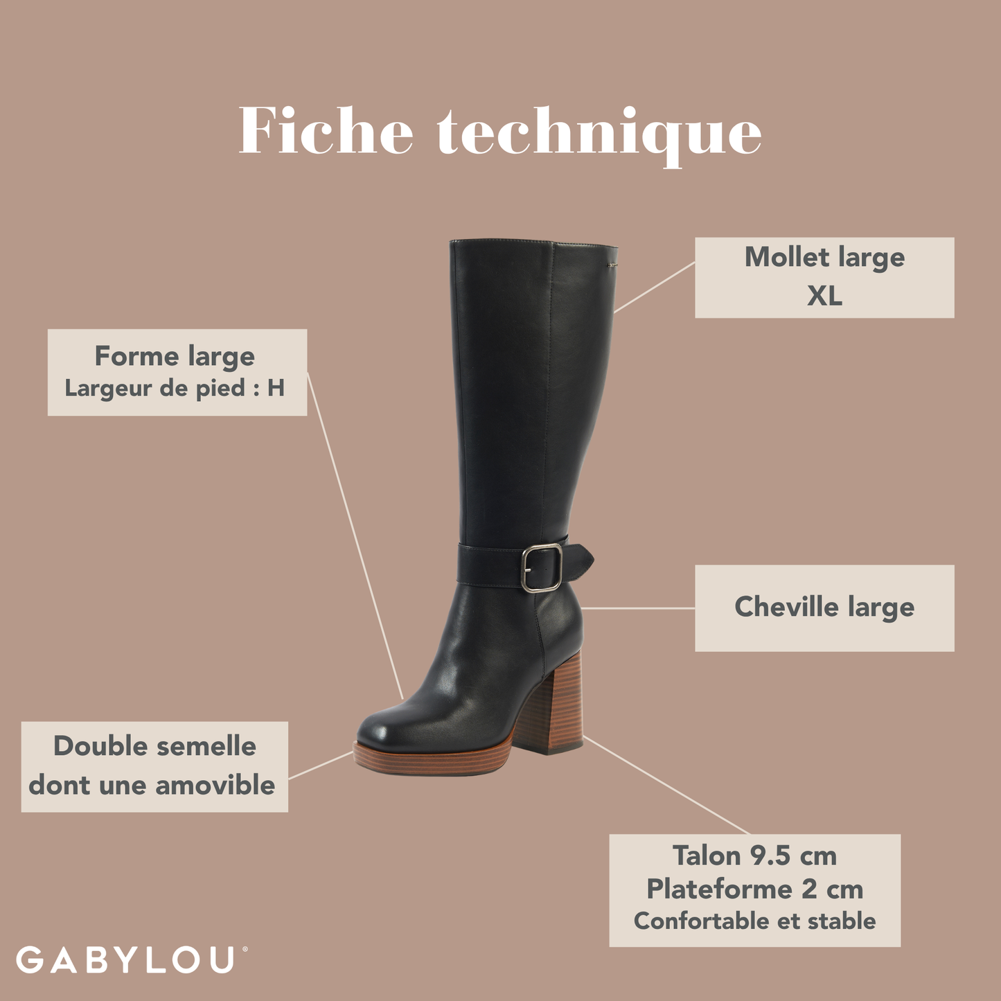 Bottes XL pour mollets larges - Modele Nina