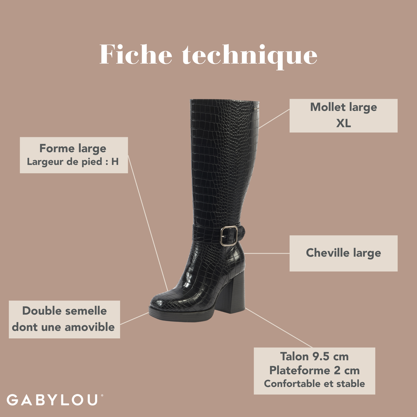 Bottes XL pour mollets larges - Modele Nina