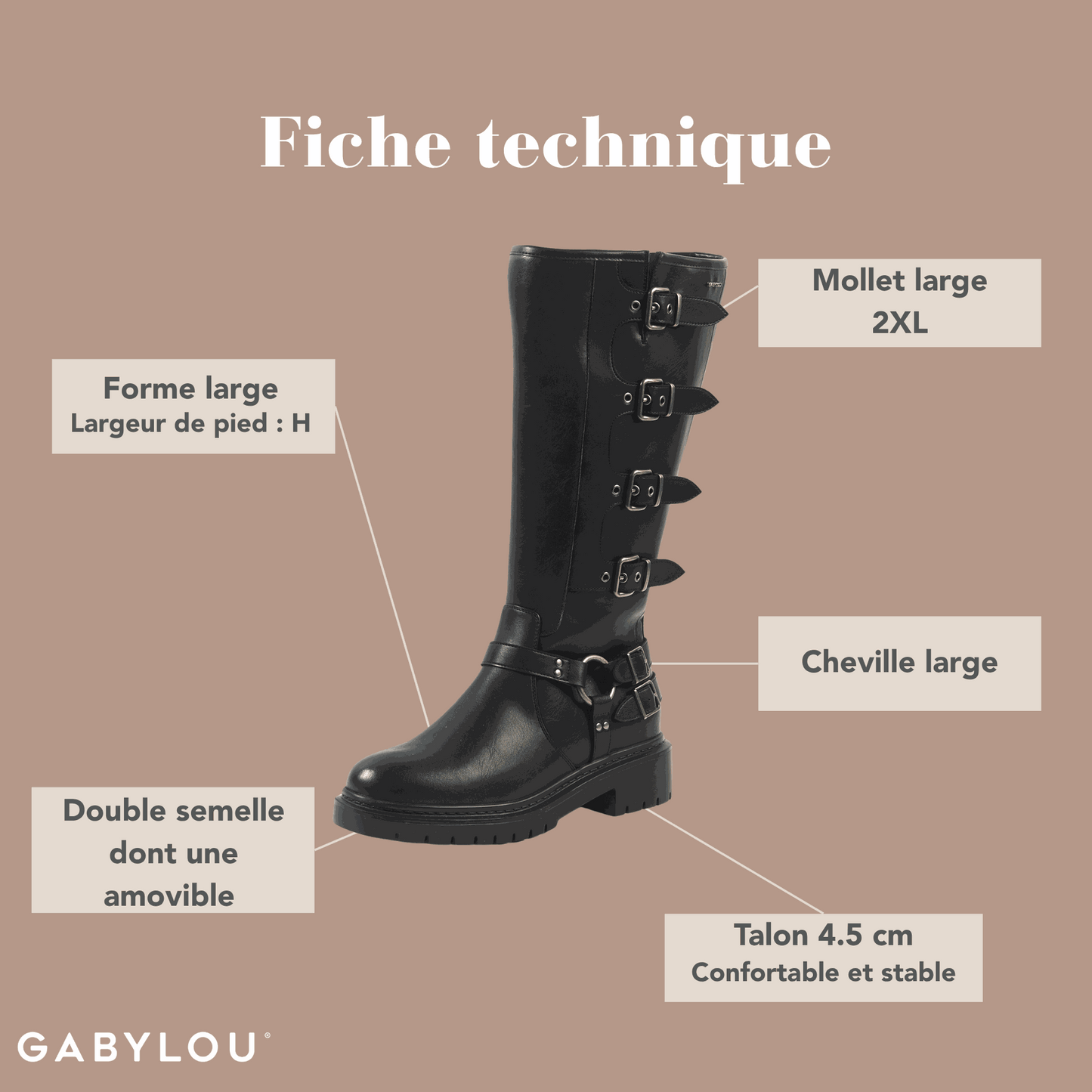 Bottes 2XL pour mollets larges - Modele Penelope