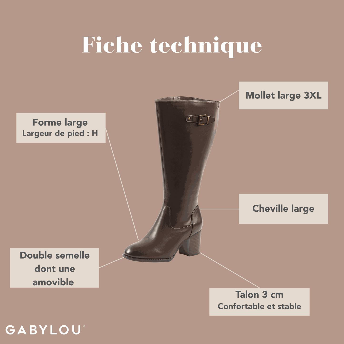 Bottes 3XL pour mollets larges - Modele Romy