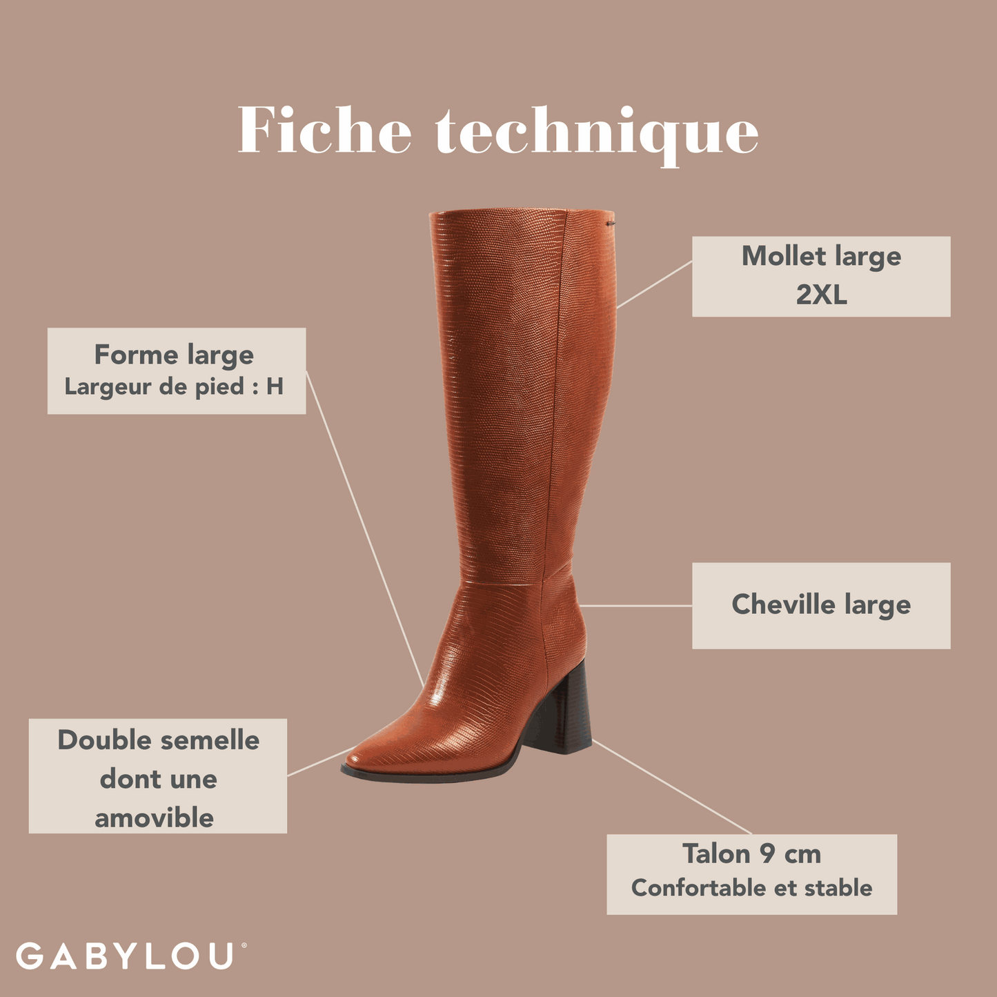 Bottes 2XL pour mollets larges - Modele Sarah