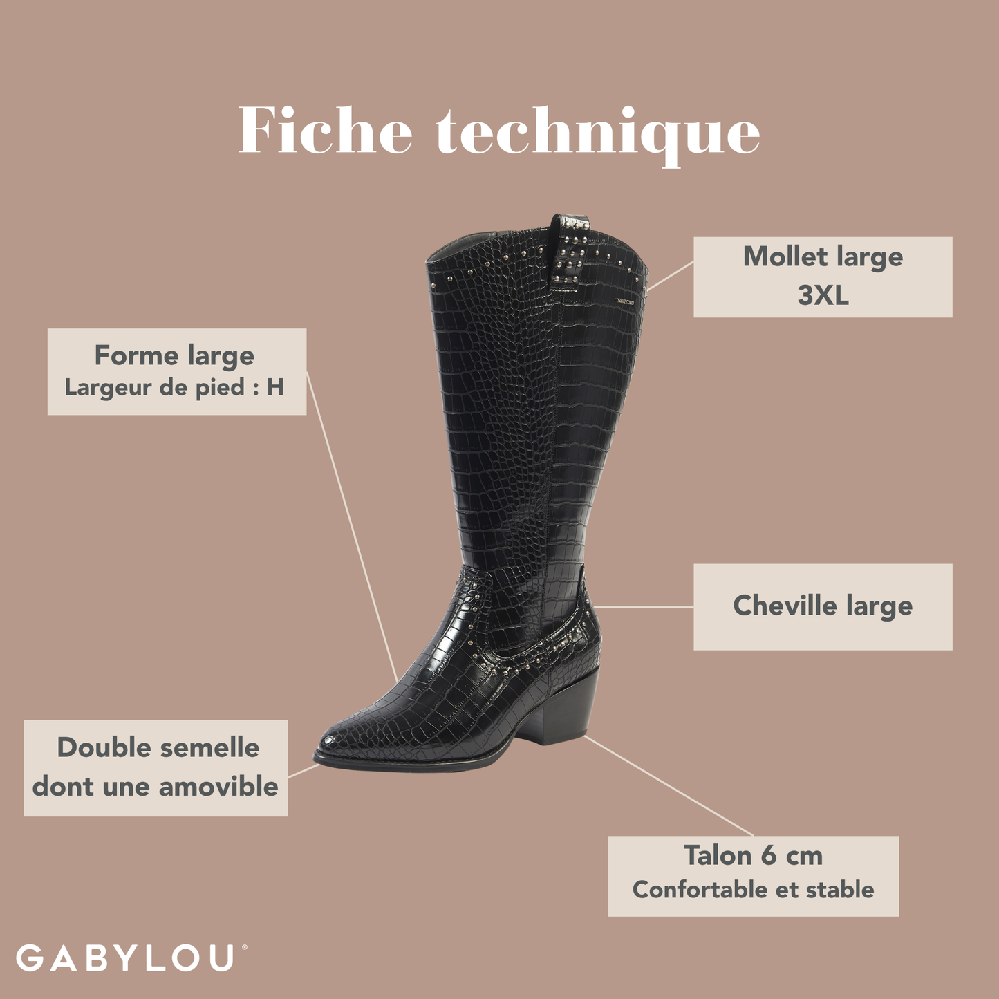 Bottes 3XL pour mollets larges - Modele Thelma