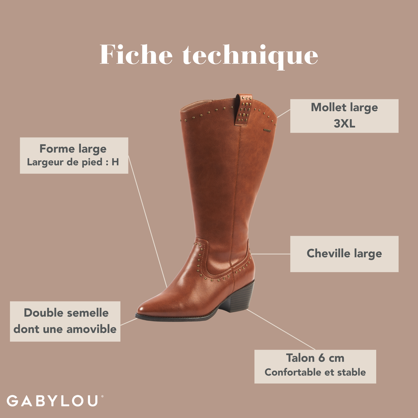 Bottes 3XL pour mollets larges - Modele Thelma