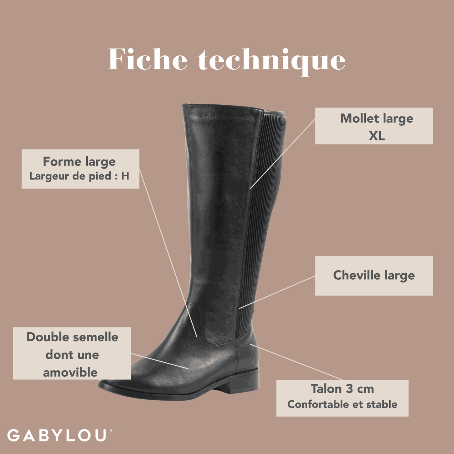 Bottes XL pour mollets larges - Modele Tokyo