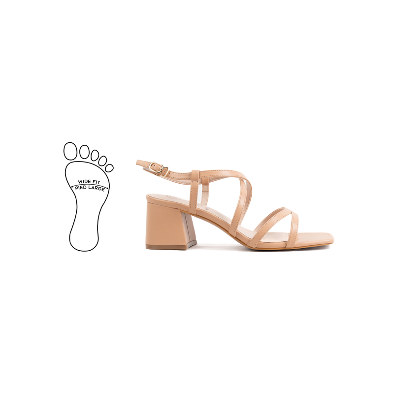 Sandales à talons pieds larges ajustables H - Modele Zoe