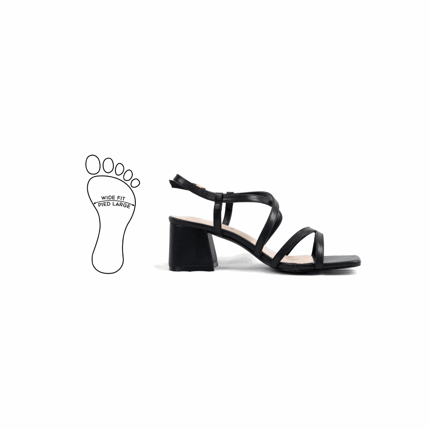 Sandales à talons pieds larges ajustables H - Modele Zoe