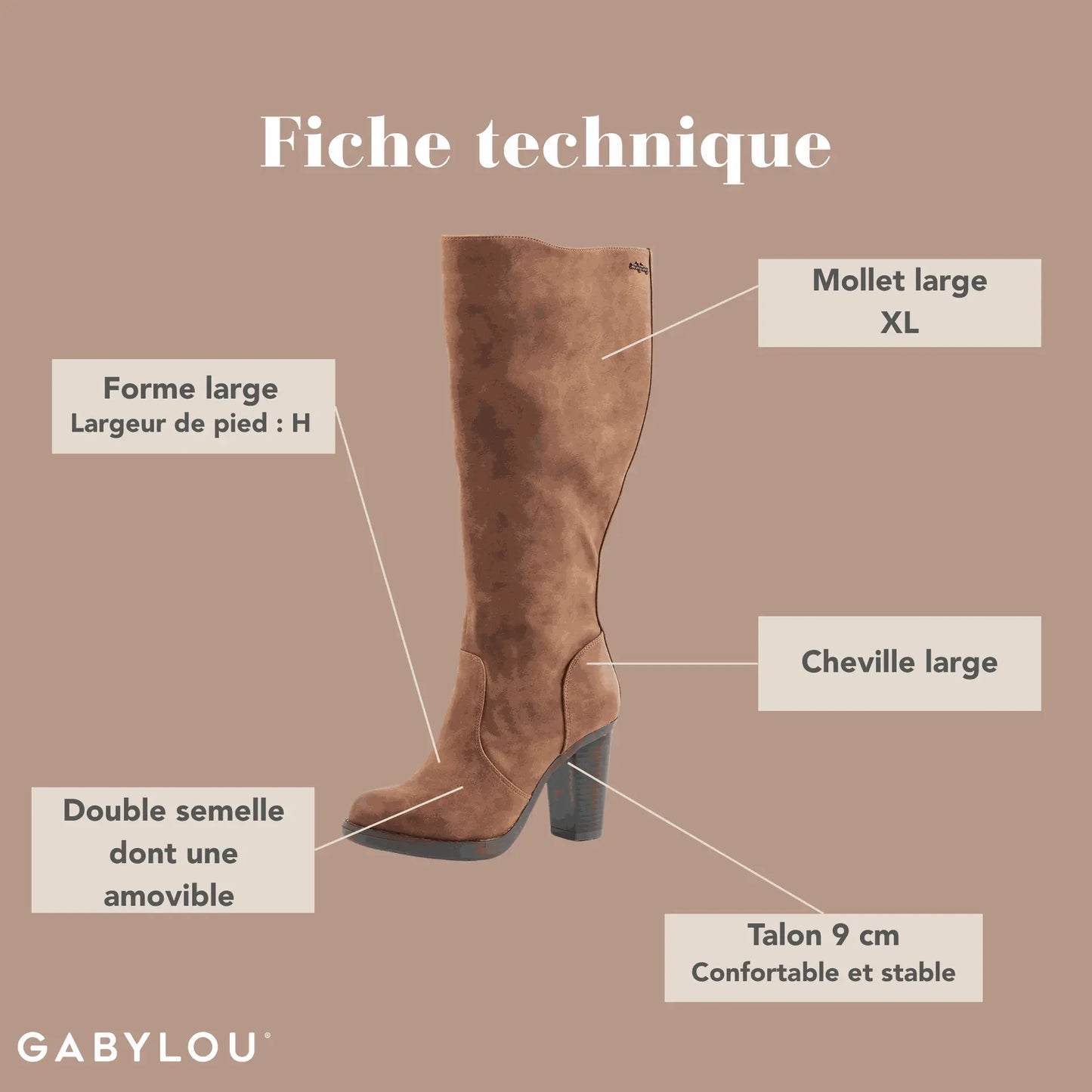 Bottes XL pour mollets larges - Modele Kamilla