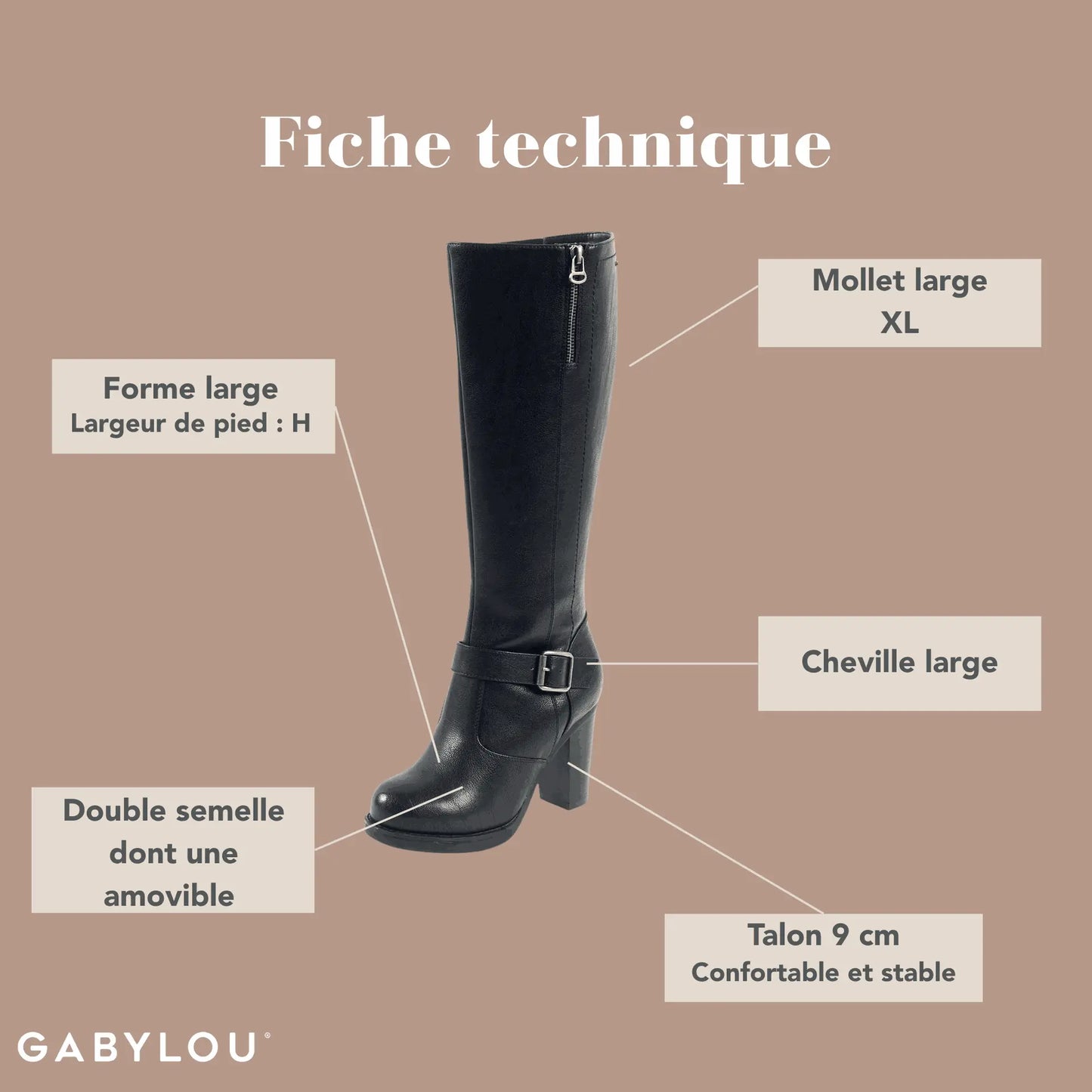 Bottes XL pour mollets larges - Modele Kamilla