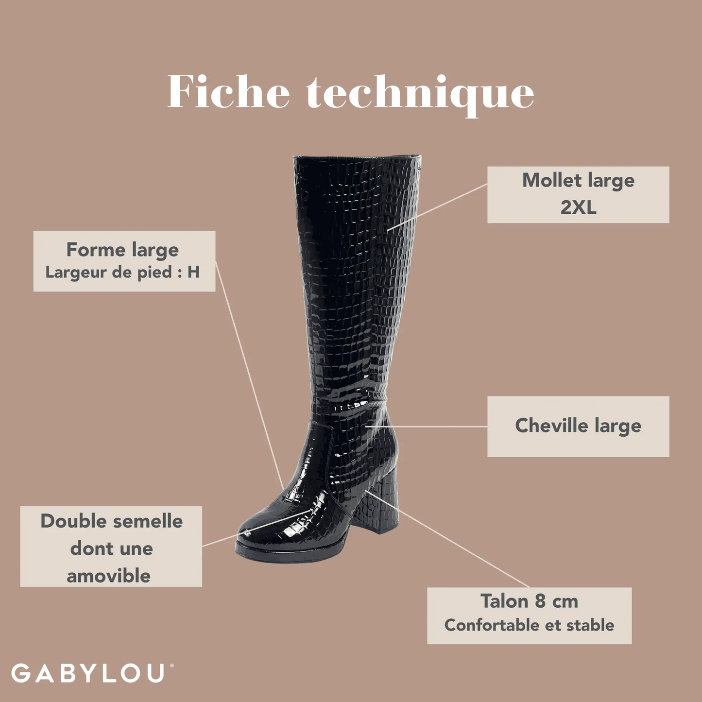 Bottes 2XL pour mollets larges - Modele Melissa