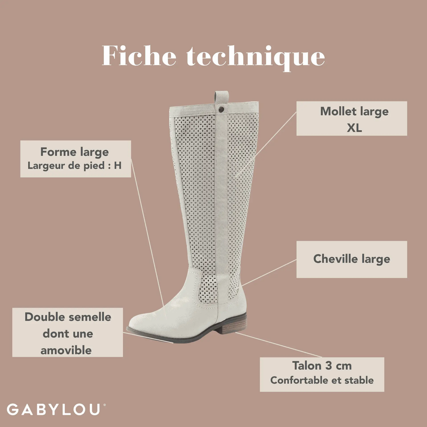 Bottes XL pour mollets larges - Modele Colette