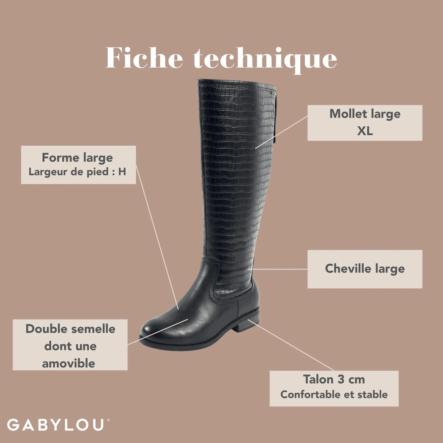 Bottes VARIO XL/2XL pour mollets larges - Modele Guiomar