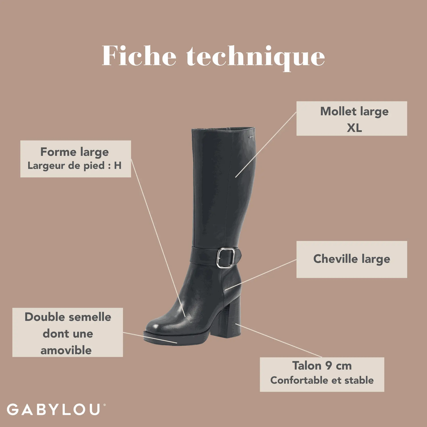 Bottes XL pour mollets larges - Modele Nina