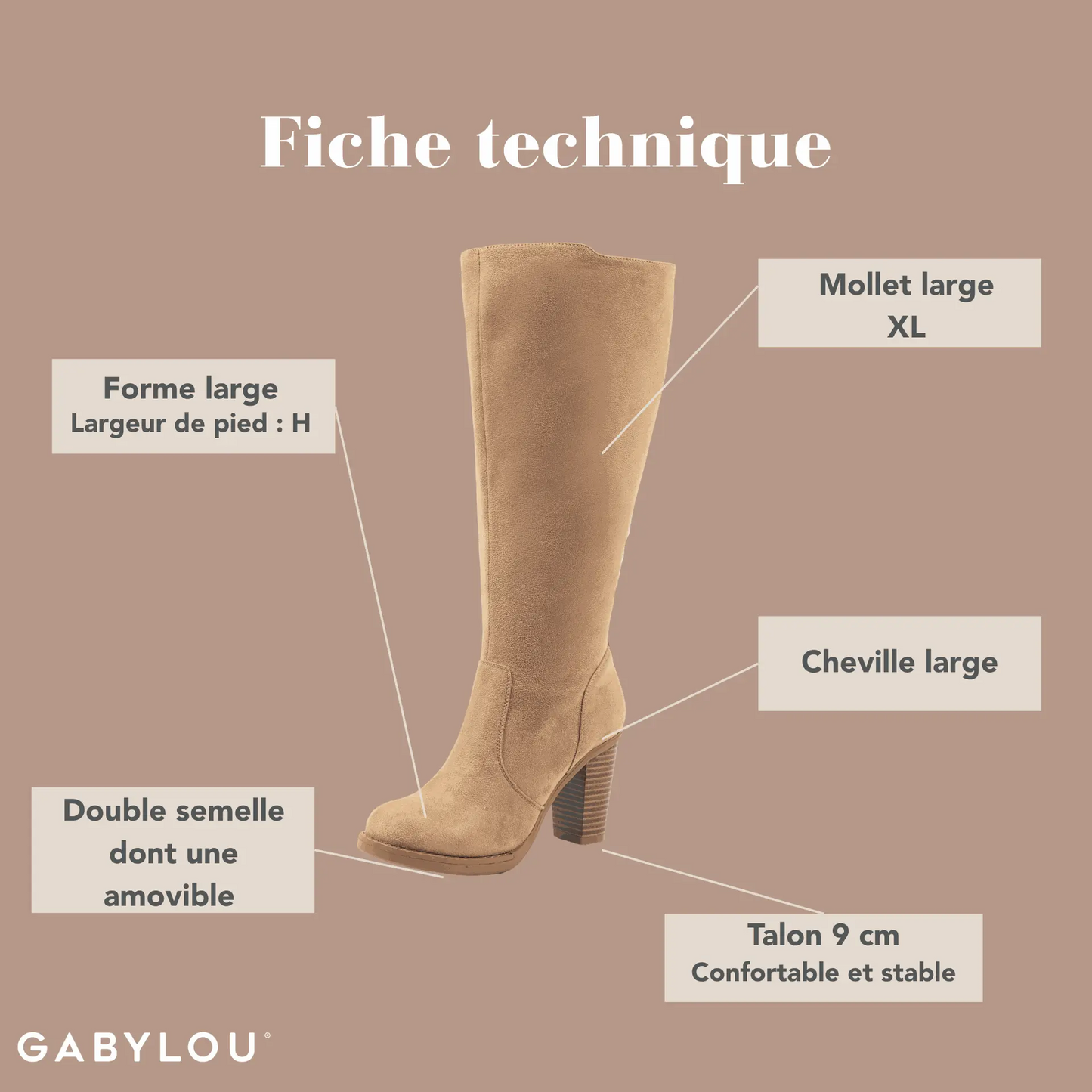 Bottes XL pour mollets larges - Modele Kamilla
