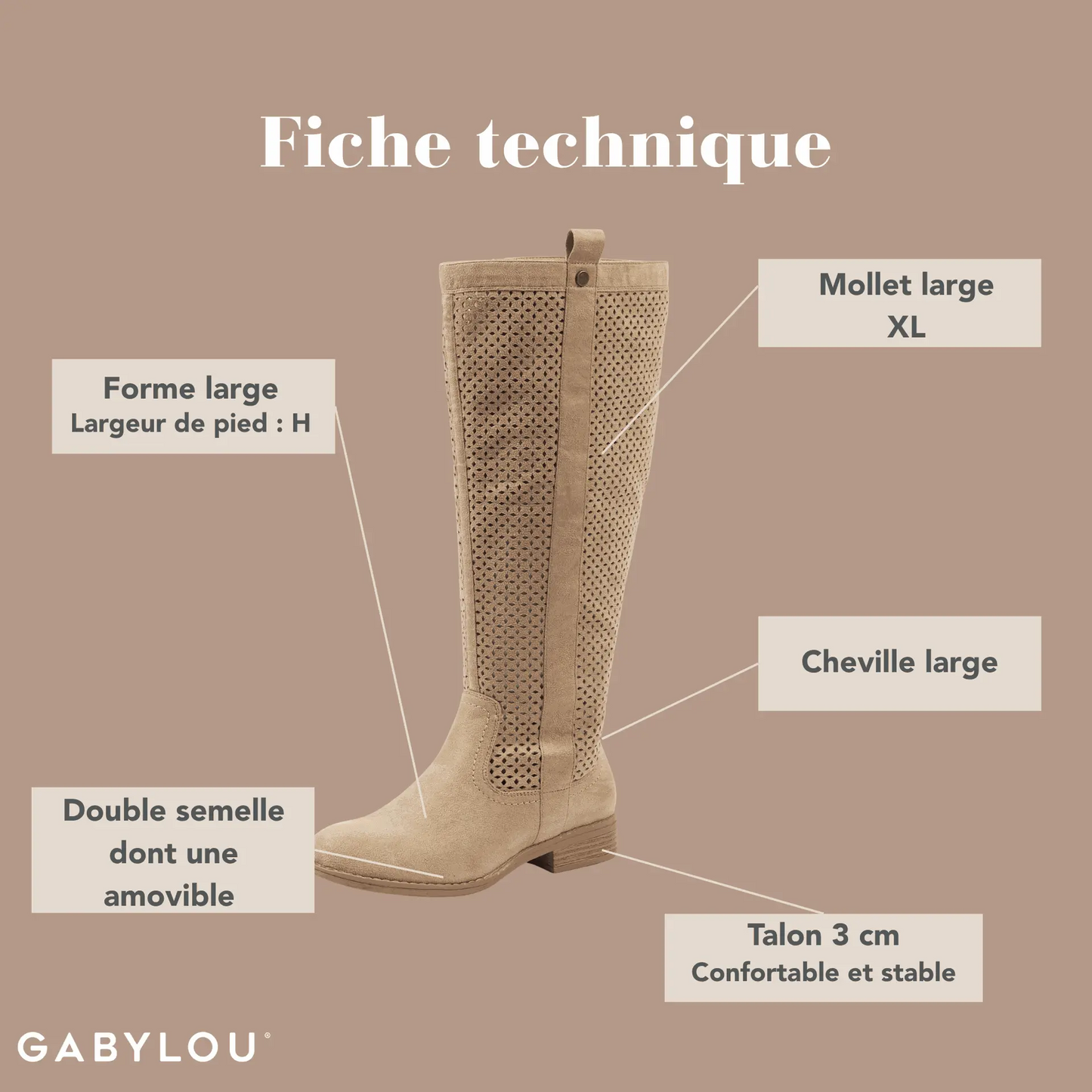 Bottes XL pour mollets larges - Modele Colette