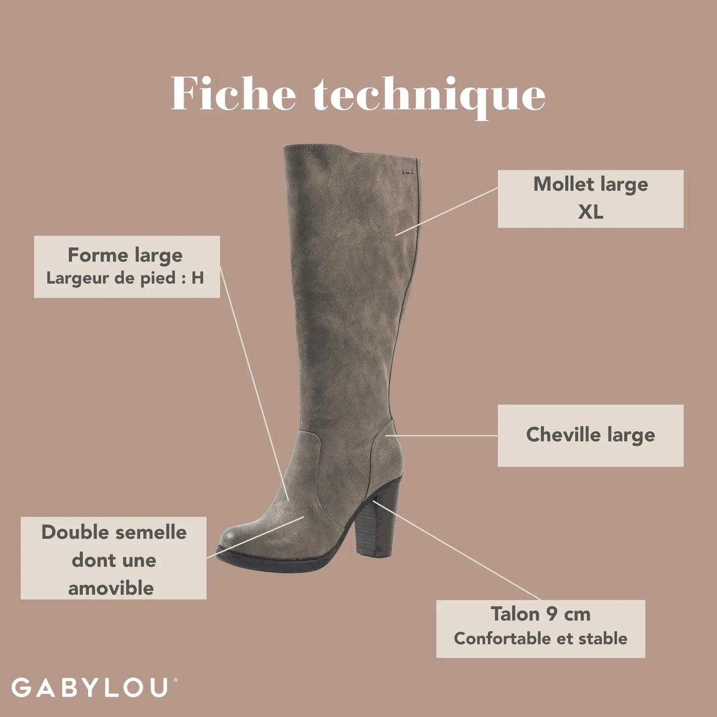 Bottes XL pour mollets larges - Modele Kamilla