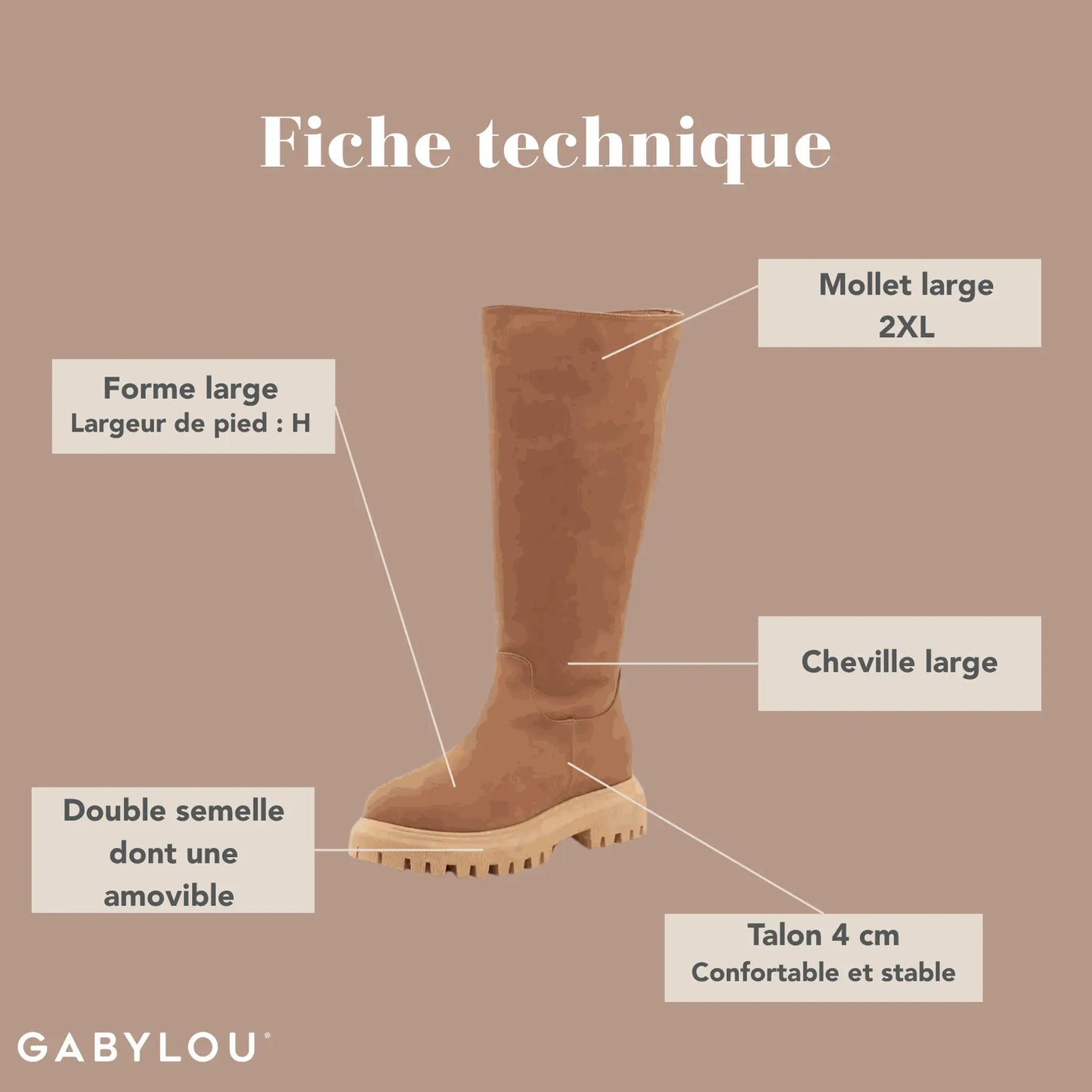 Bottes 2XL pour mollets larges - Modele Virginie