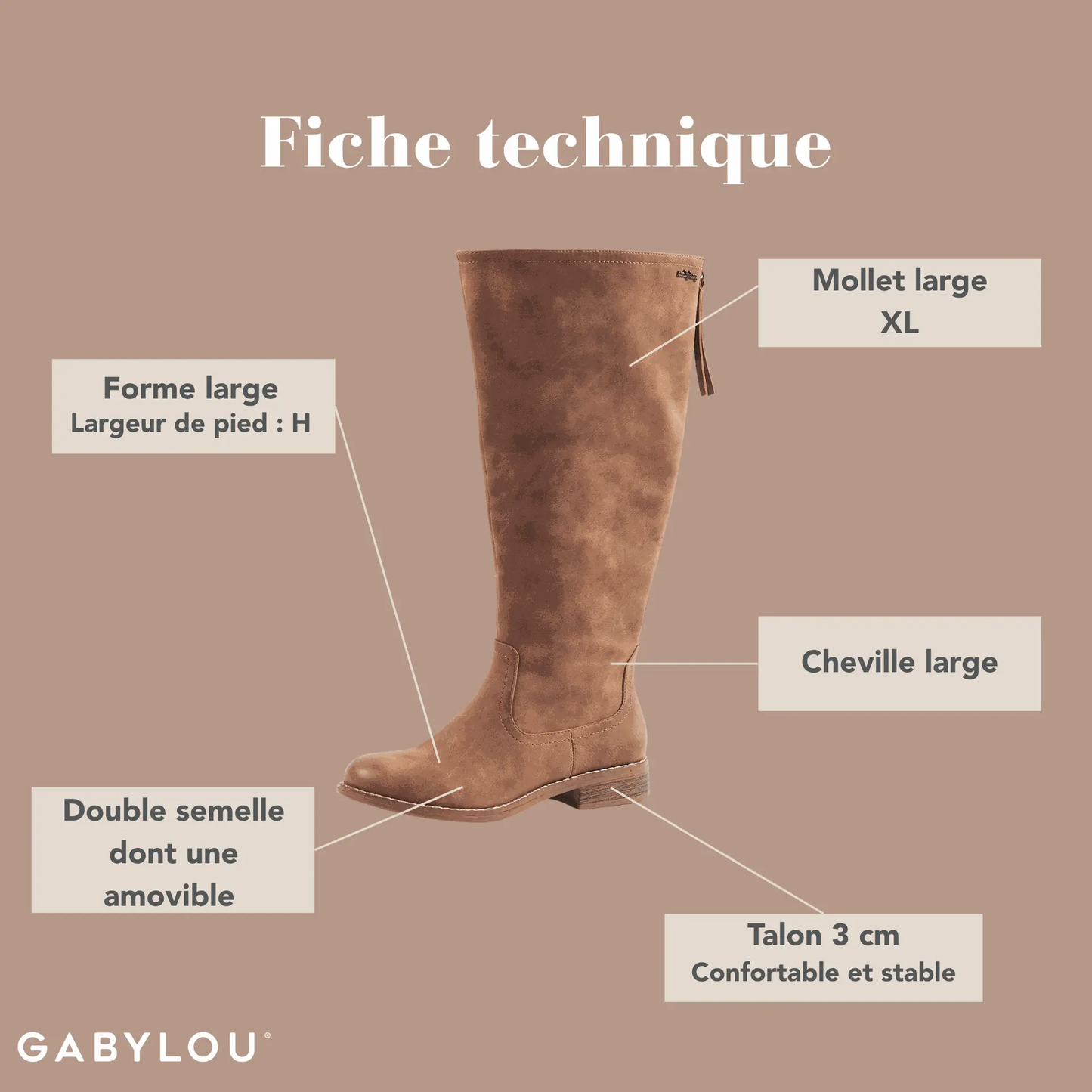 Bottes VARIO XL/2XL pour mollets larges - Modele Guiomar