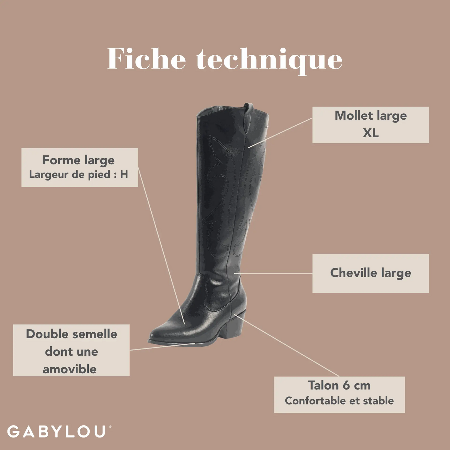 Bottes XL pour mollets larges - Modele Vanessa