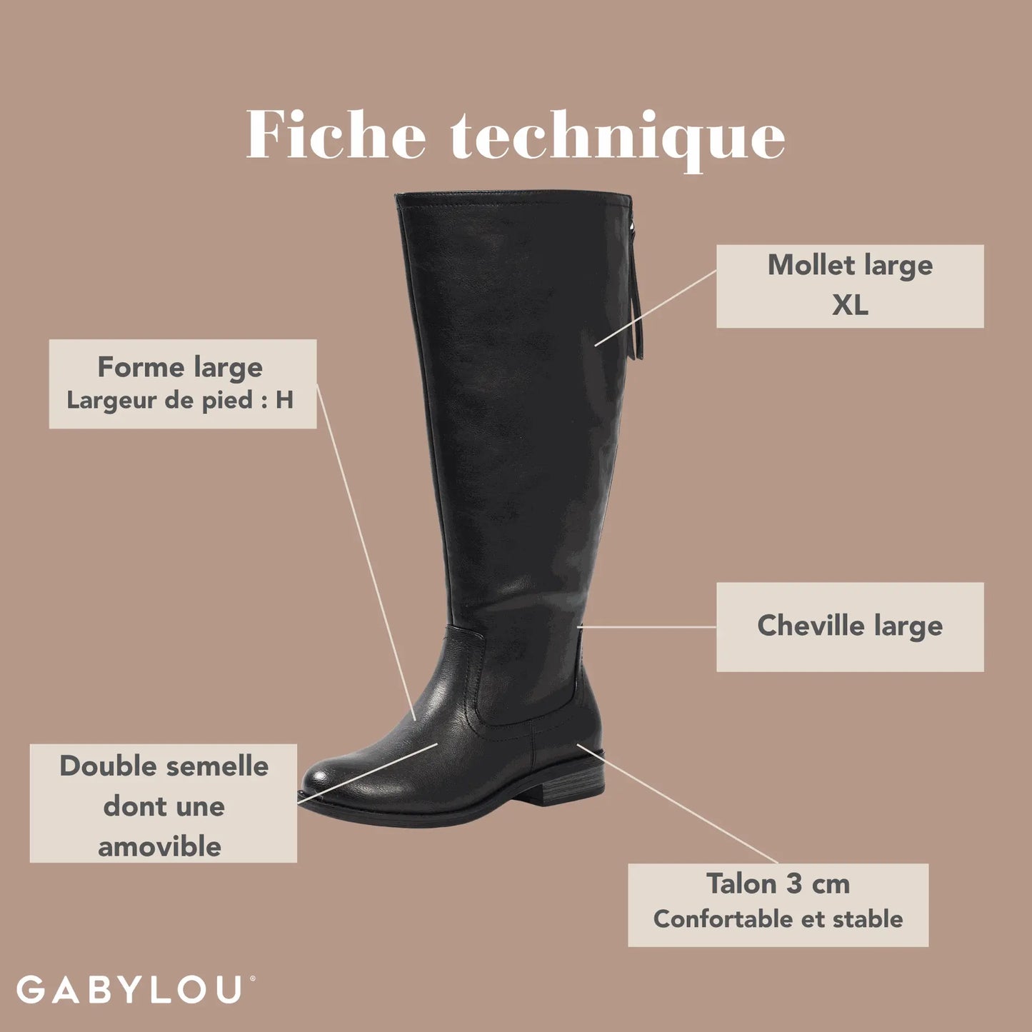 Bottes VARIO XL/2XL pour mollets larges - Modele Guiomar