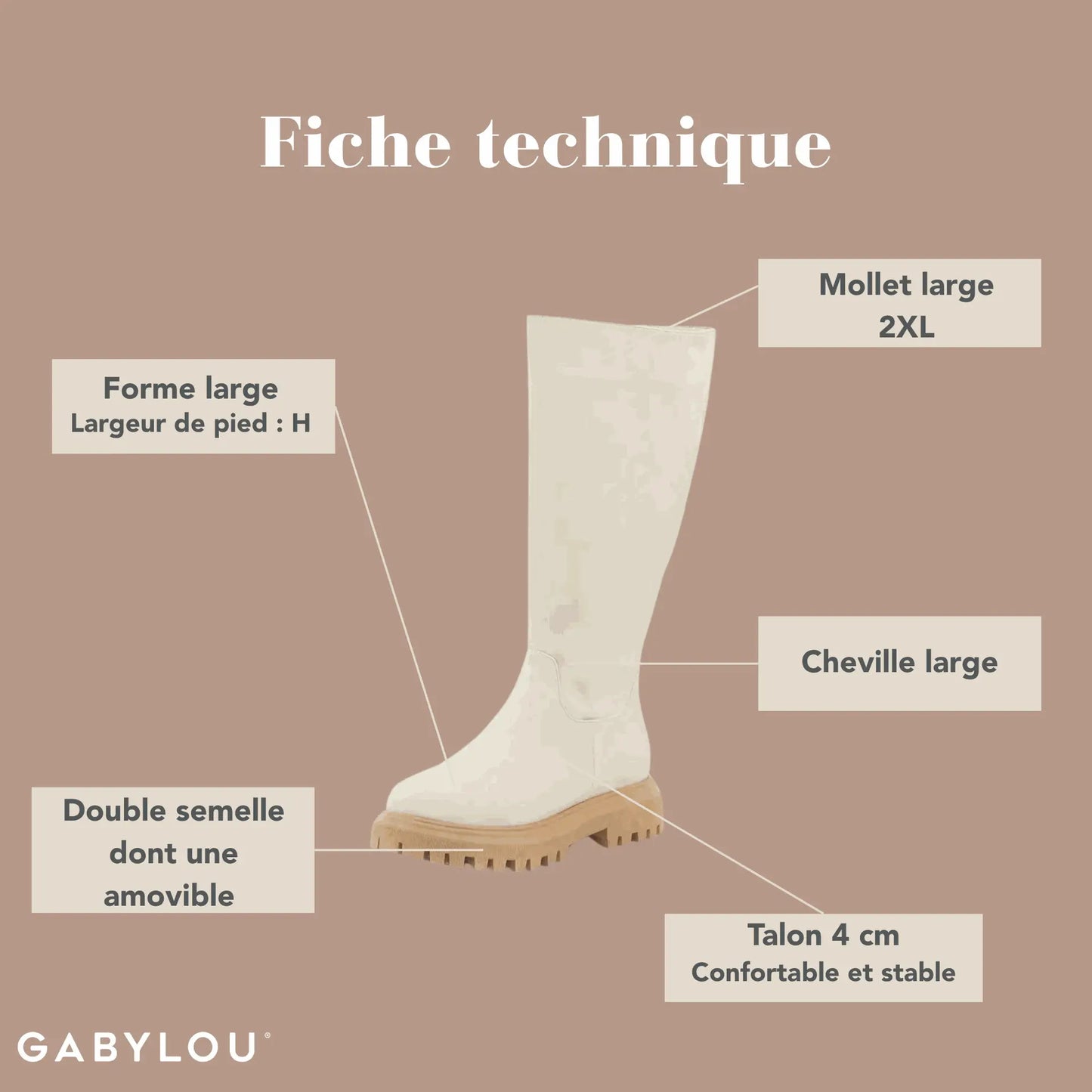 Bottes 2XL pour mollets larges - Modele Virginie