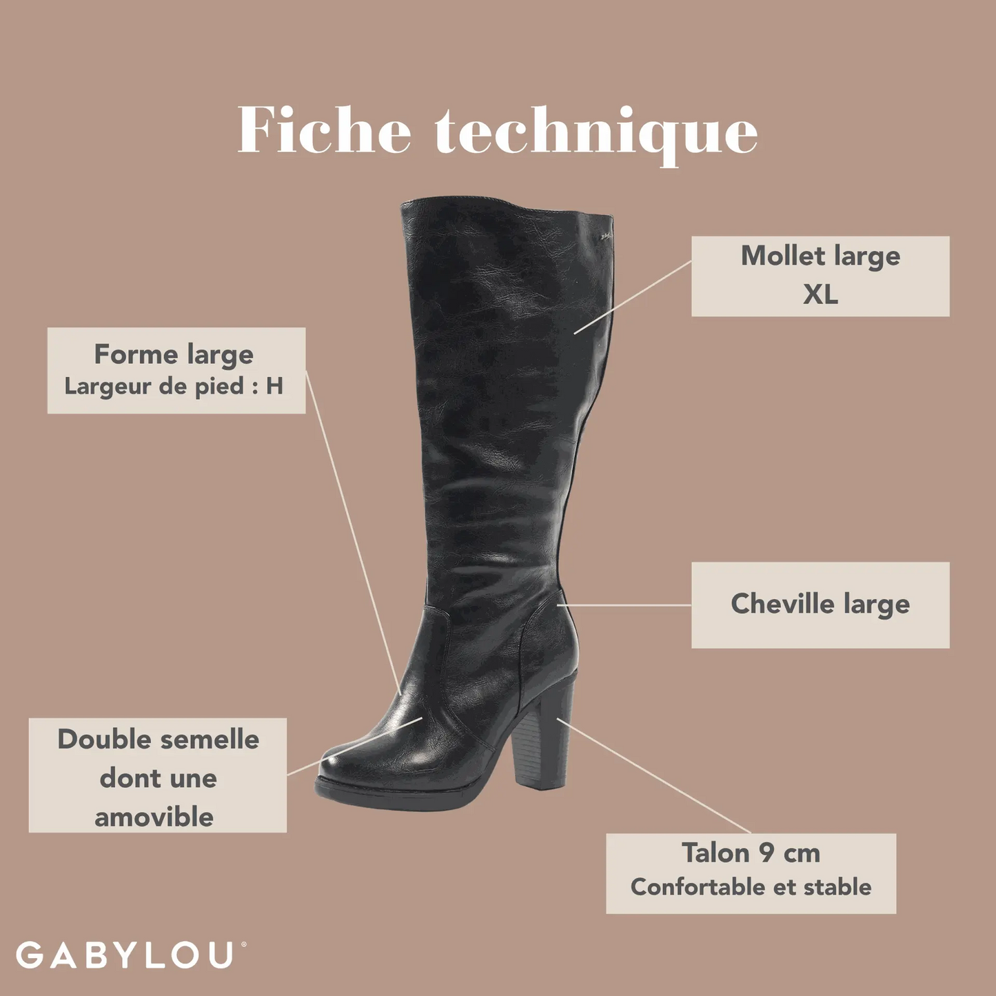 Bottes XL pour mollets larges - Modele Kamilla