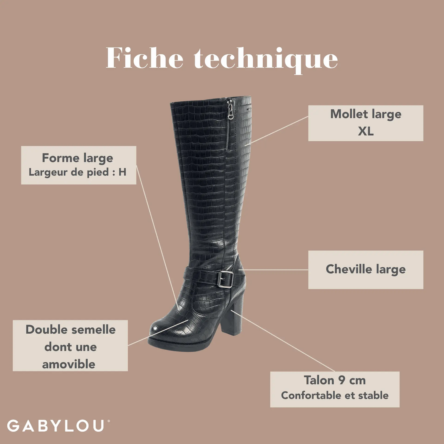Bottes XL pour mollets larges - Modele Kamilla